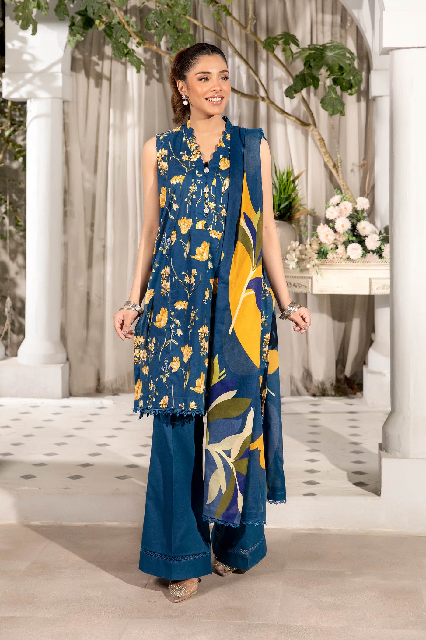 3 Pc Unstitched Printed Lawn Suit | MB-ELHV1-09