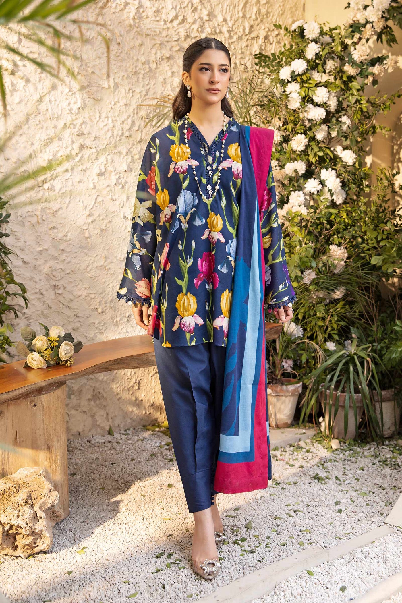 3 Pc Unstitched Printed Lawn Suit | MB-ELHV1-10