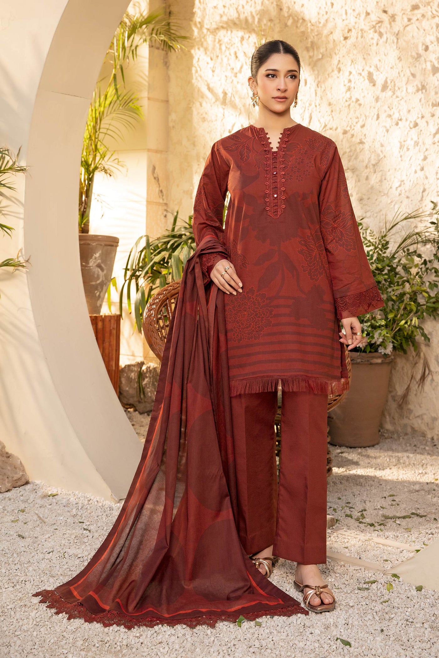 3 Pc Unstitched Printed Lawn Suit | MB-ELHV1-12