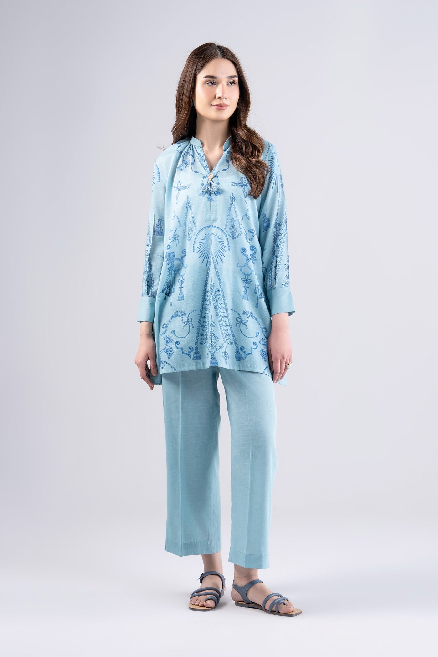 2 Pc Printed Slub Lawn Suit | MB-CS25-101