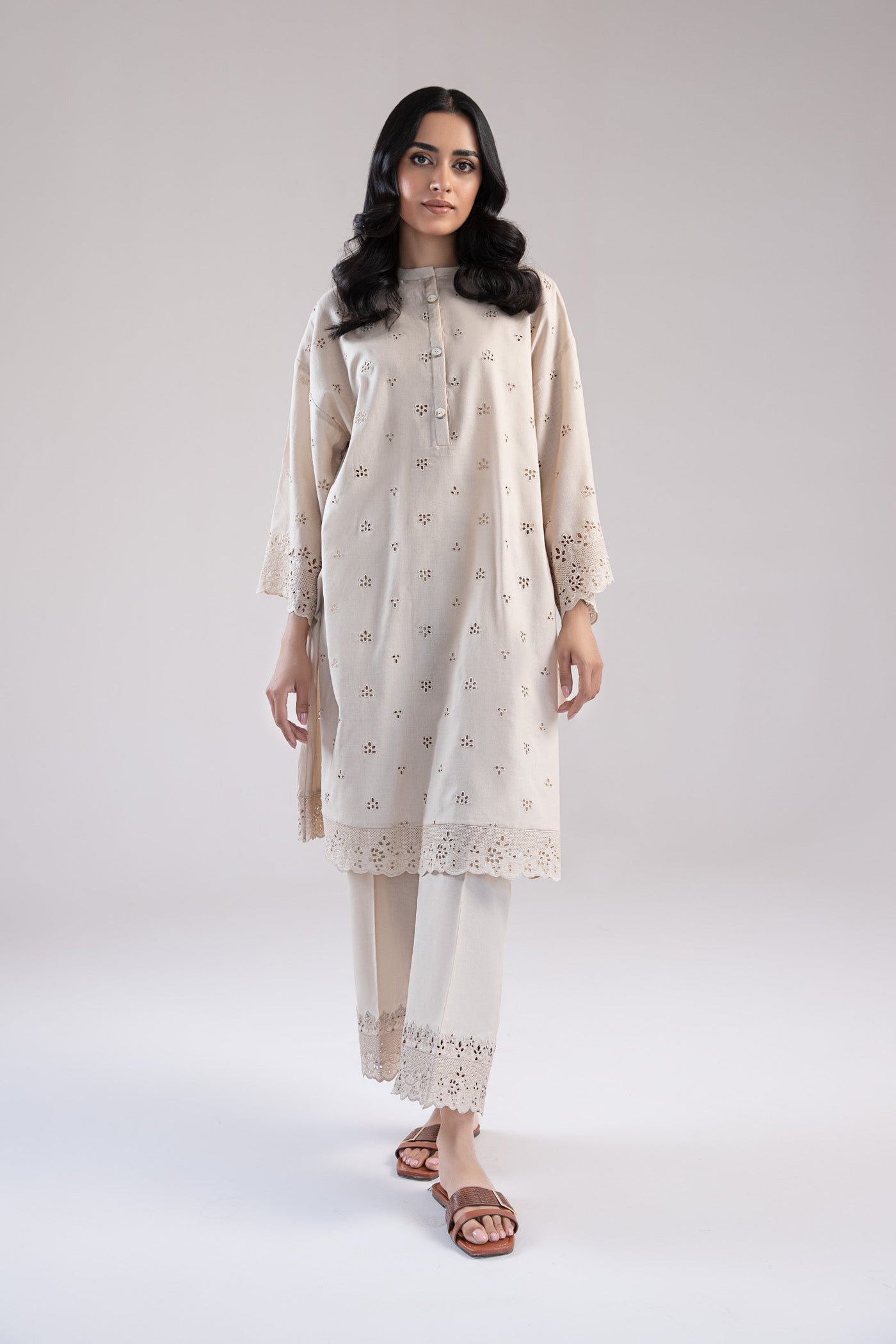 Embroidered Dobby Lawn Co-Ord Set | MB-EA24-37