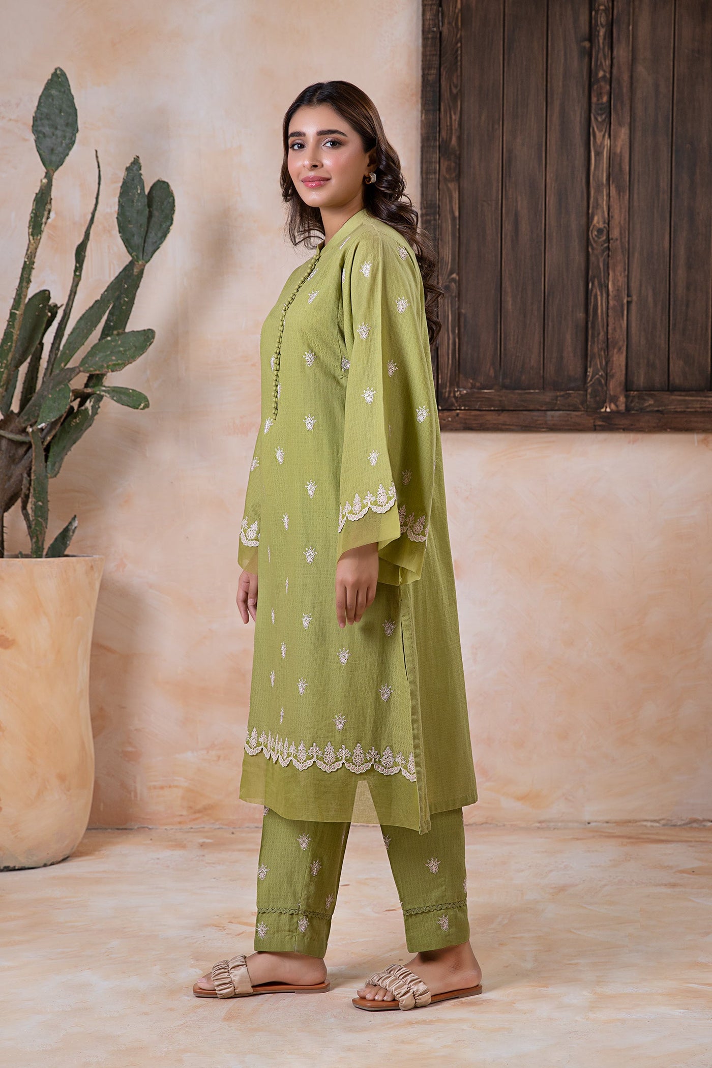 2 Piece Embroidered Dobby Lawn Suit | MB-EA24-75