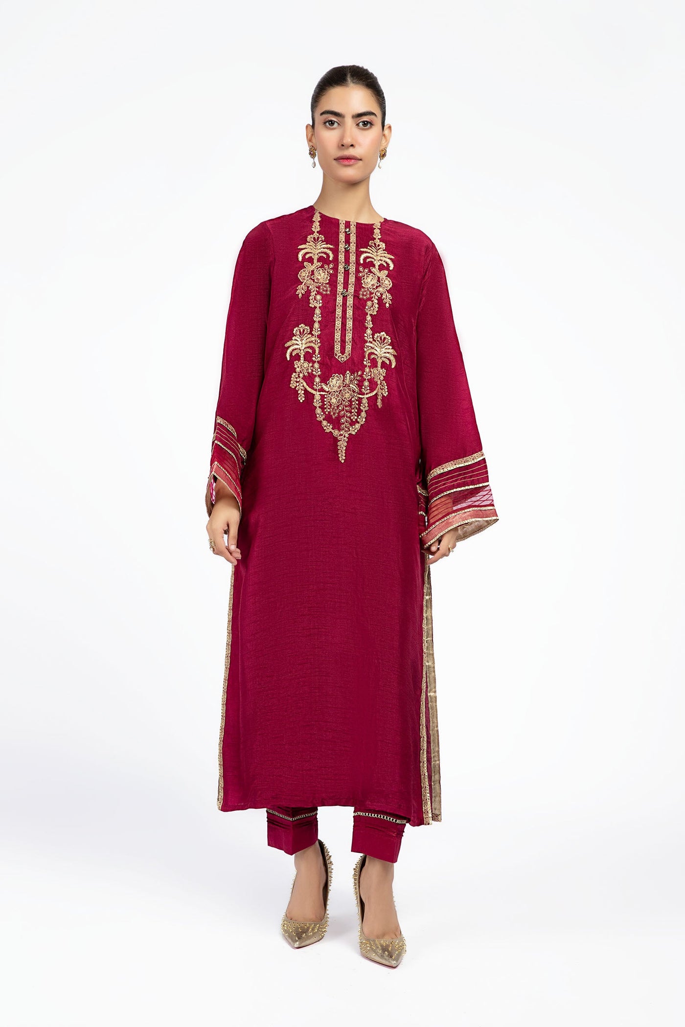 Embroidered Raw Silk Shirt | MB-F23-402