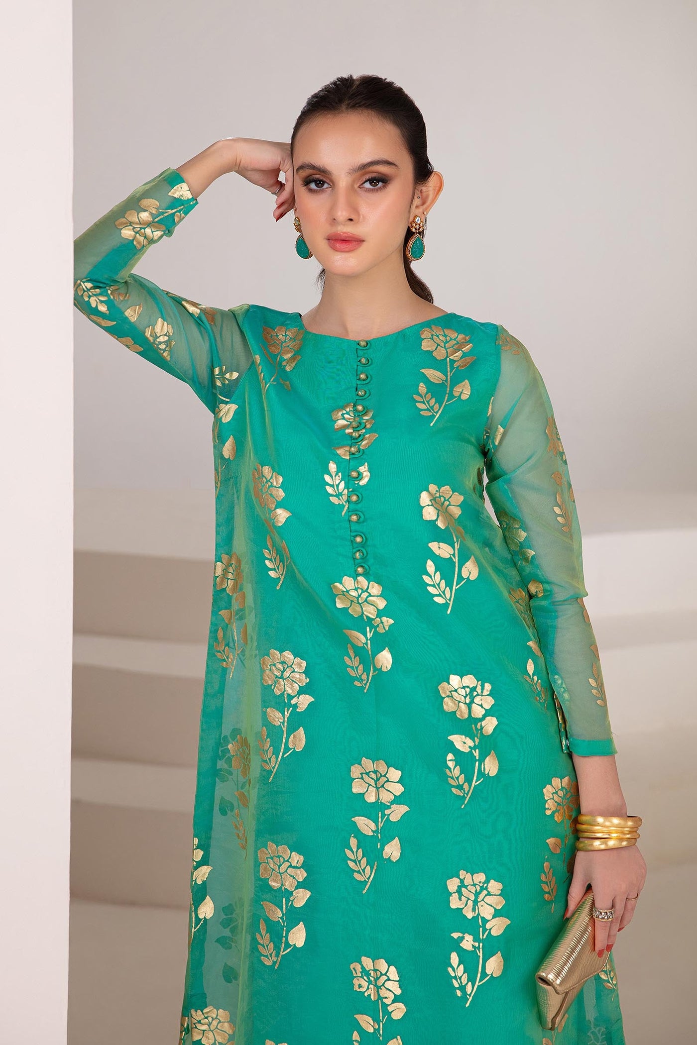 2 Pc Printed Organza Suit | MB-F23-409