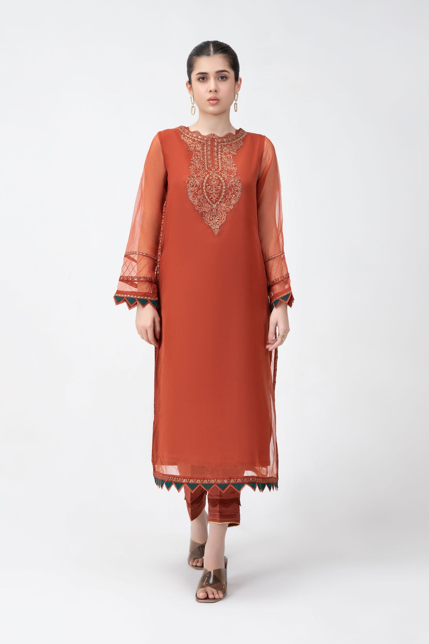 2 Pc Embroidered Raw Silk Suit | MB-F23-412