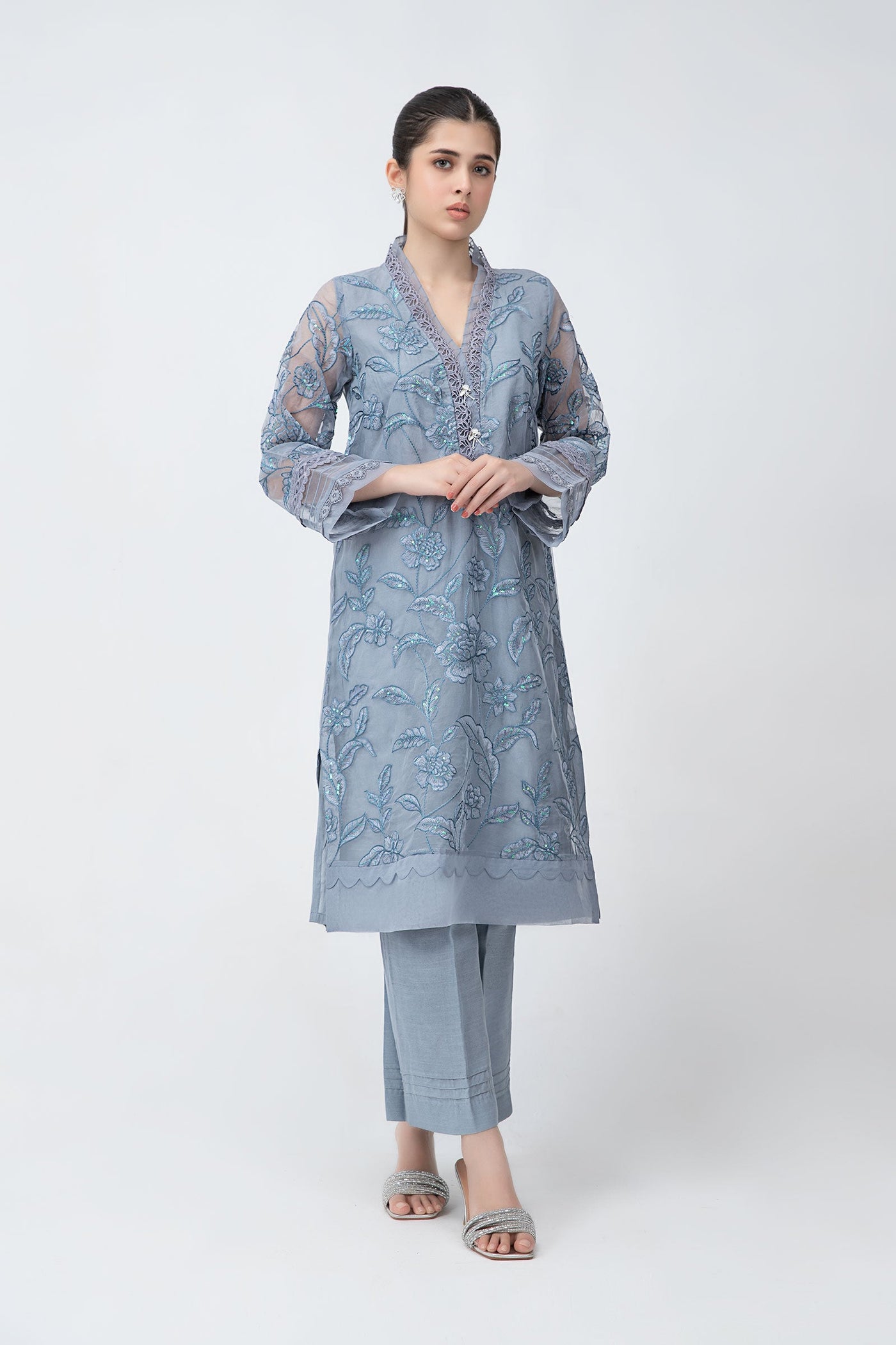 Embroidered Organza Shirt | MB-F23-413