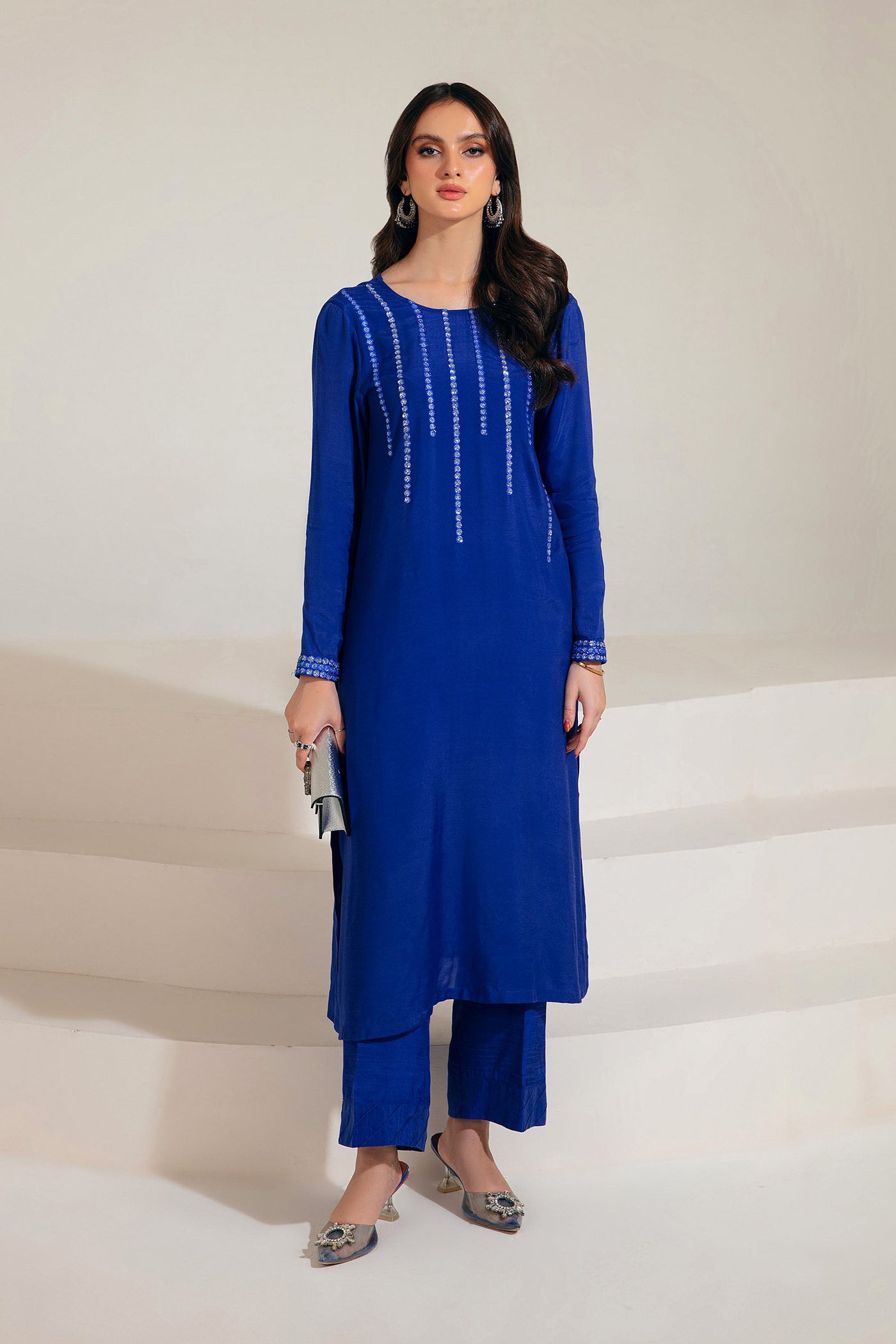 2 Pc Embroidered Raw Silk Suit | MB-F23-417