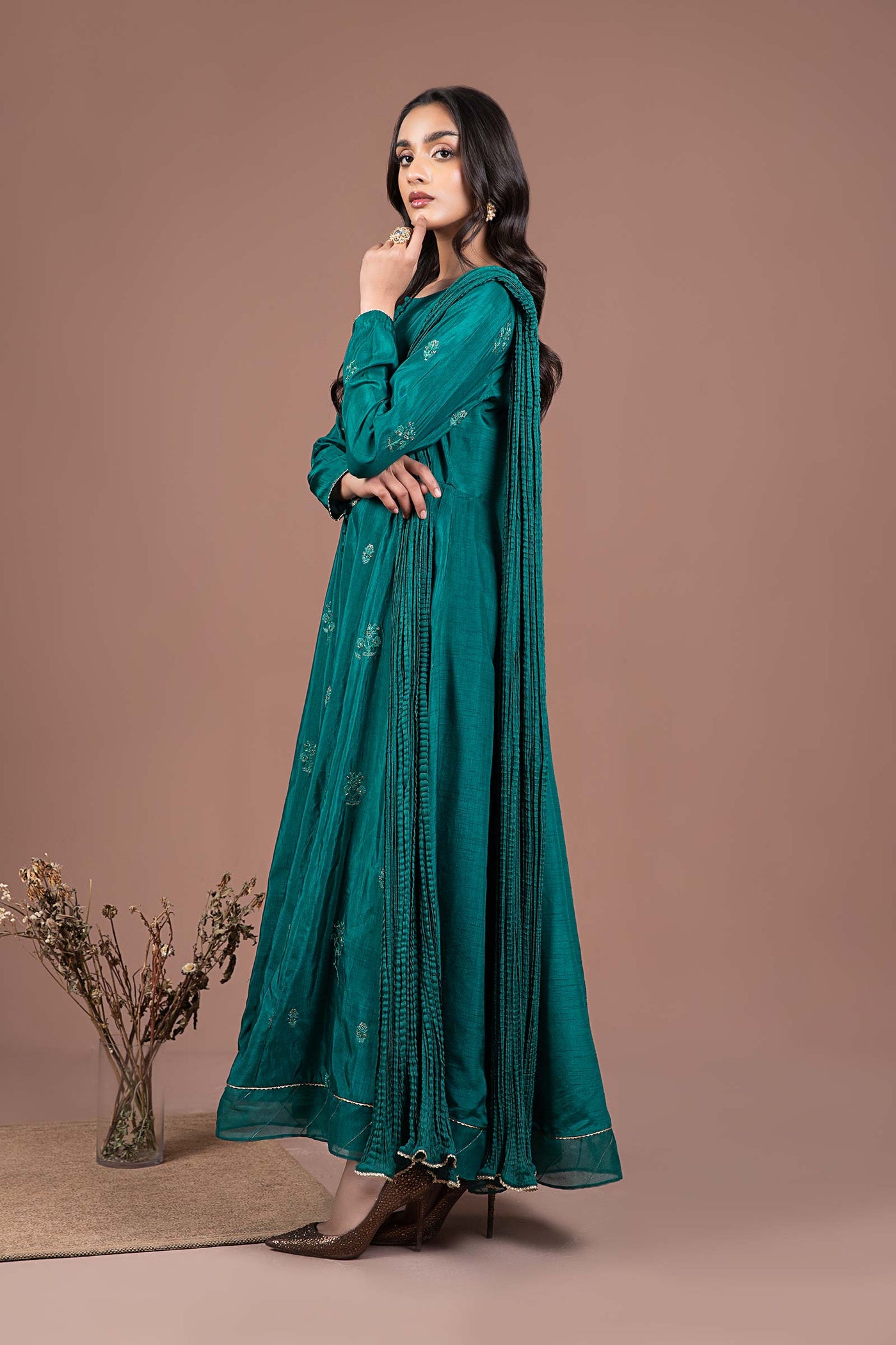 2 Pc Embroidered Raw Silk Suit | MB-F24-501