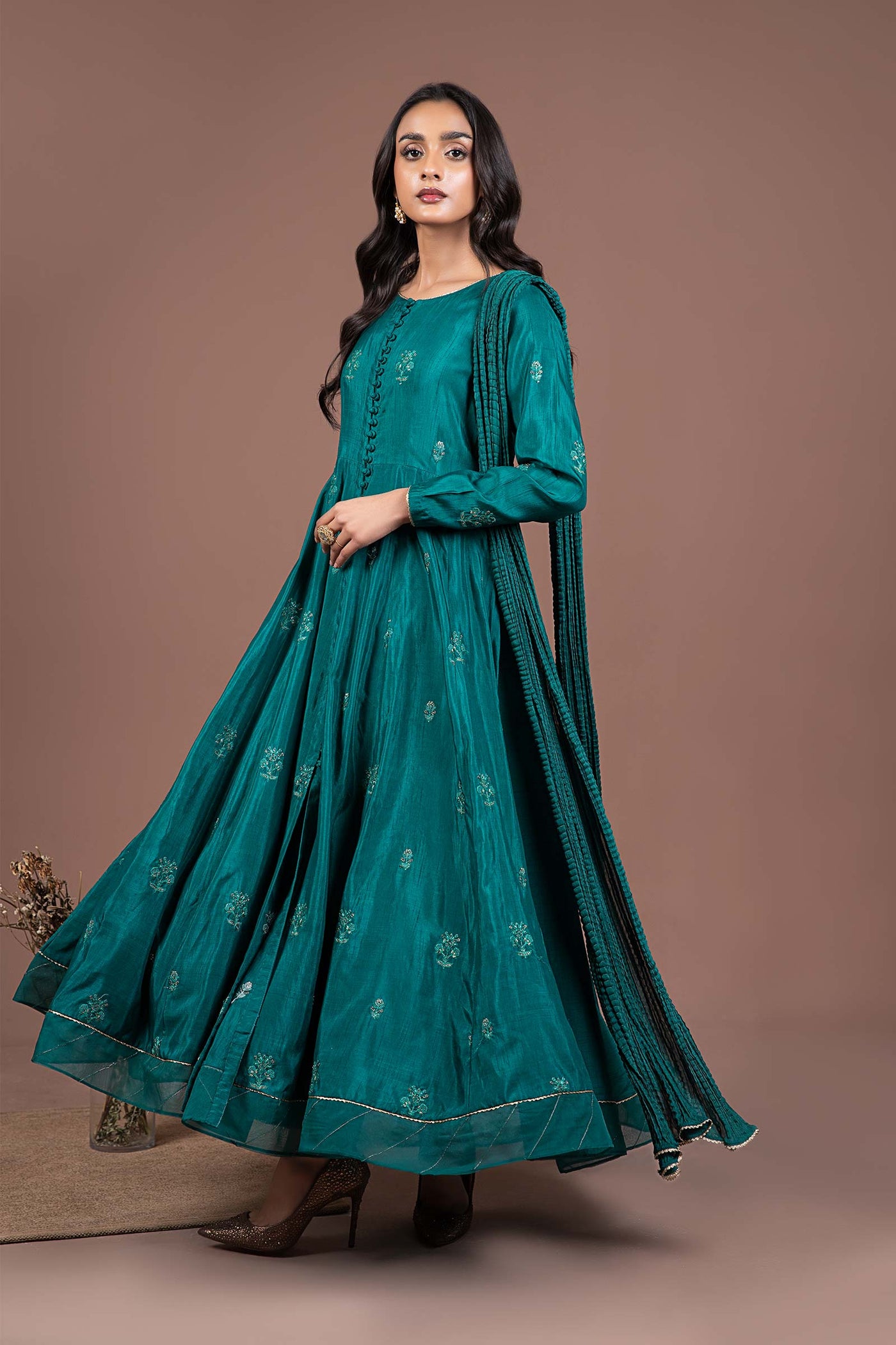 2 Pc Embroidered Raw Silk Suit | MB-F24-501