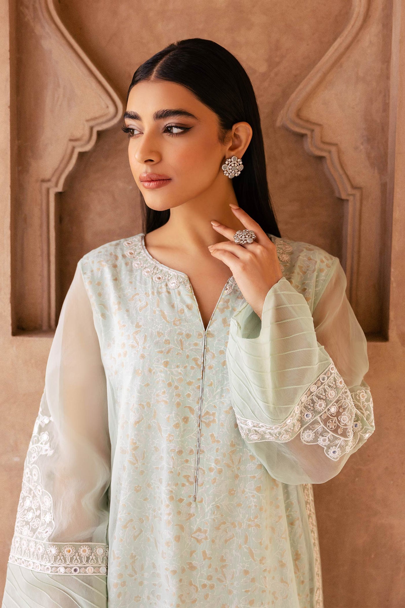 2 Piece Embroidered Organza Suit | MB-F24-503