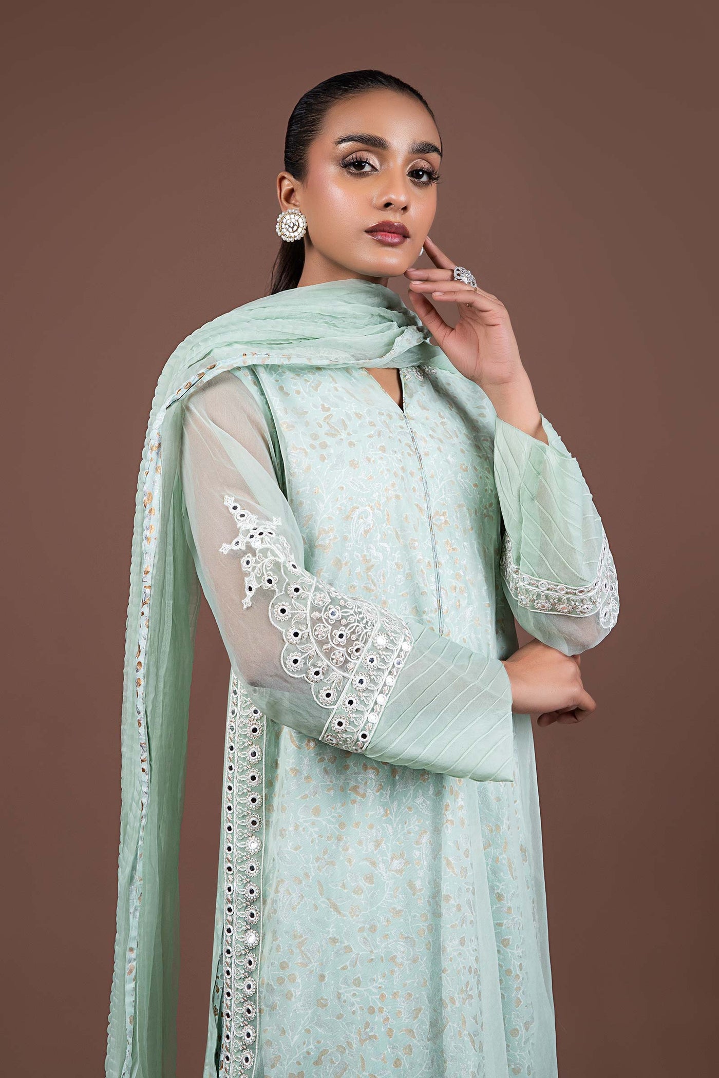 2 Piece Embroidered Organza Suit | MB-F24-503