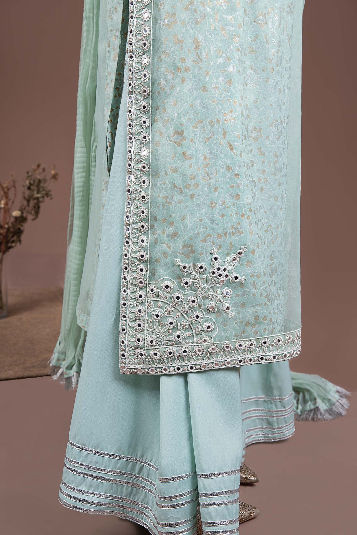 2 Piece Embroidered Organza Suit | MB-F24-503