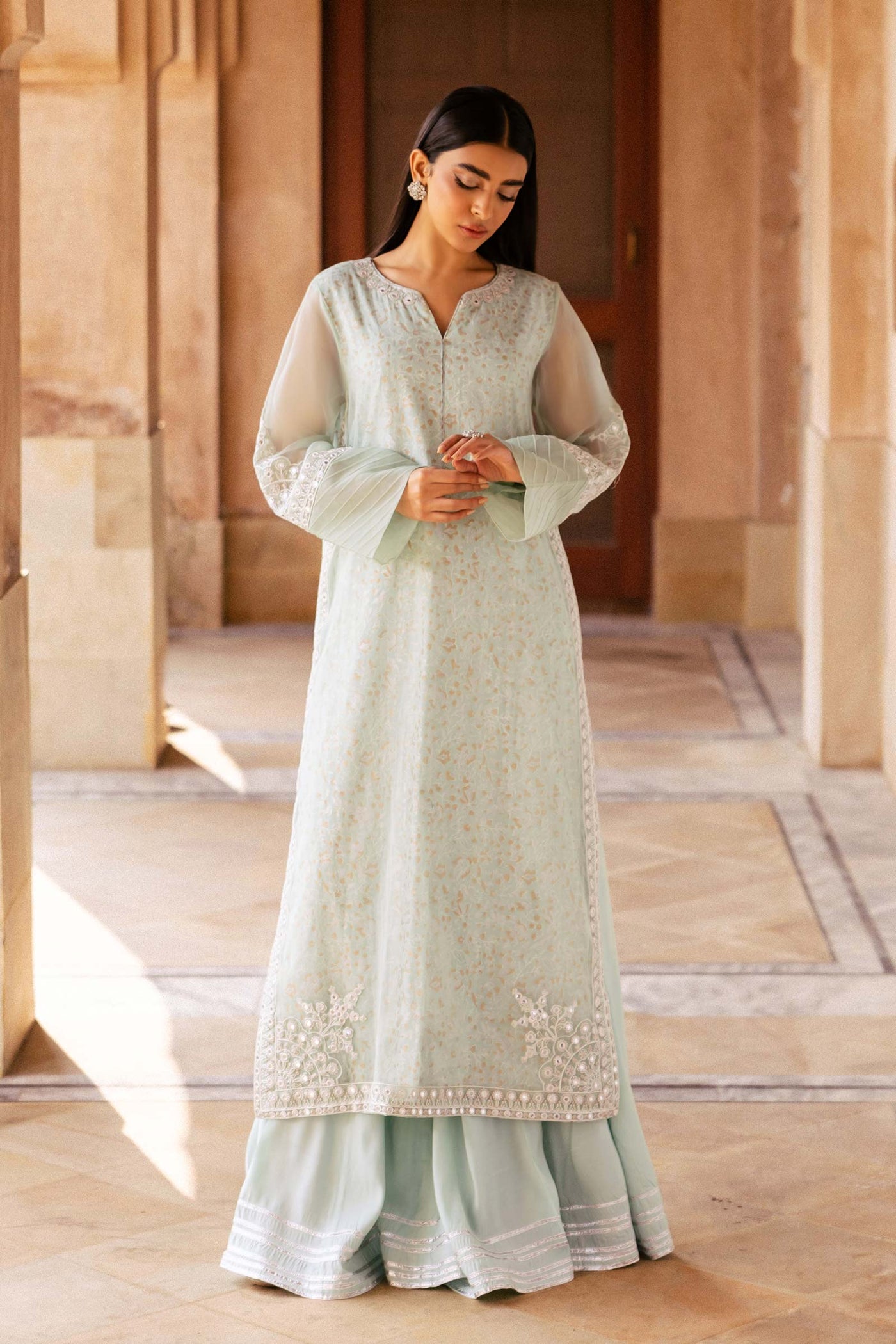 2 Piece Embroidered Organza Suit | MB-F24-503