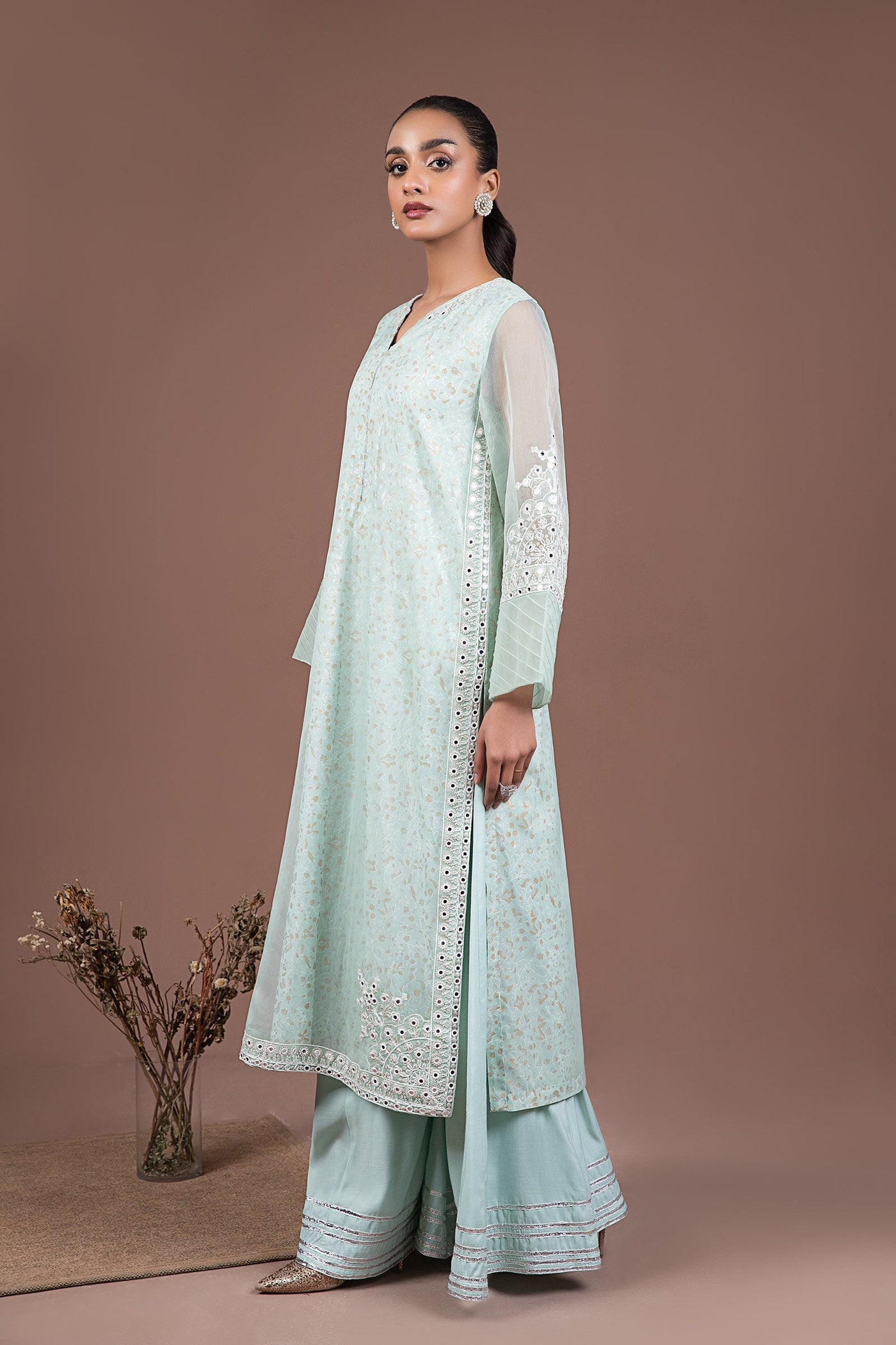 2 Piece Embroidered Organza Suit | MB-F24-503