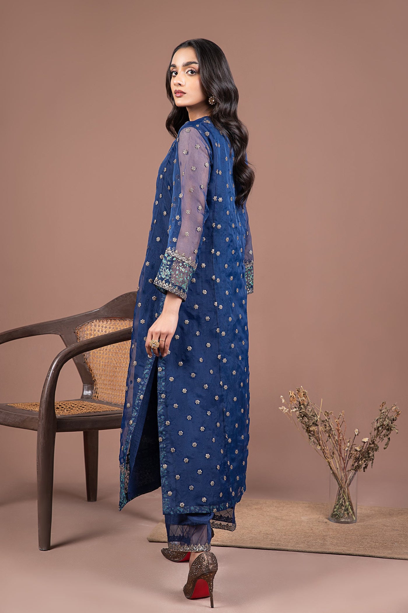 2 Piece Embroidered Organza Suit | MB-F24-505