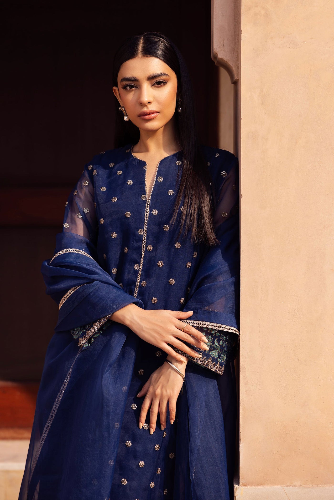 2 Piece Embroidered Organza Suit | MB-F24-505