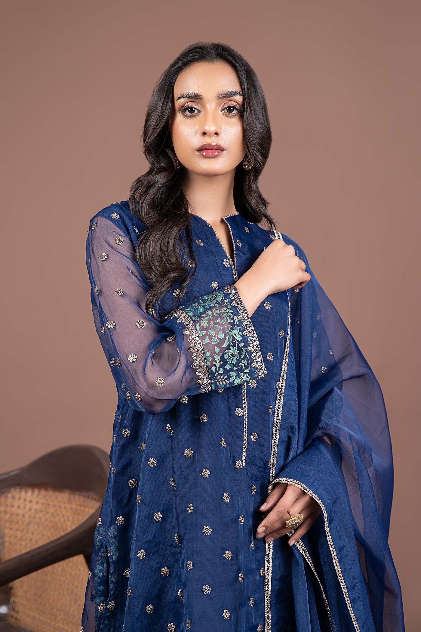 2 Piece Embroidered Organza Suit | MB-F24-505