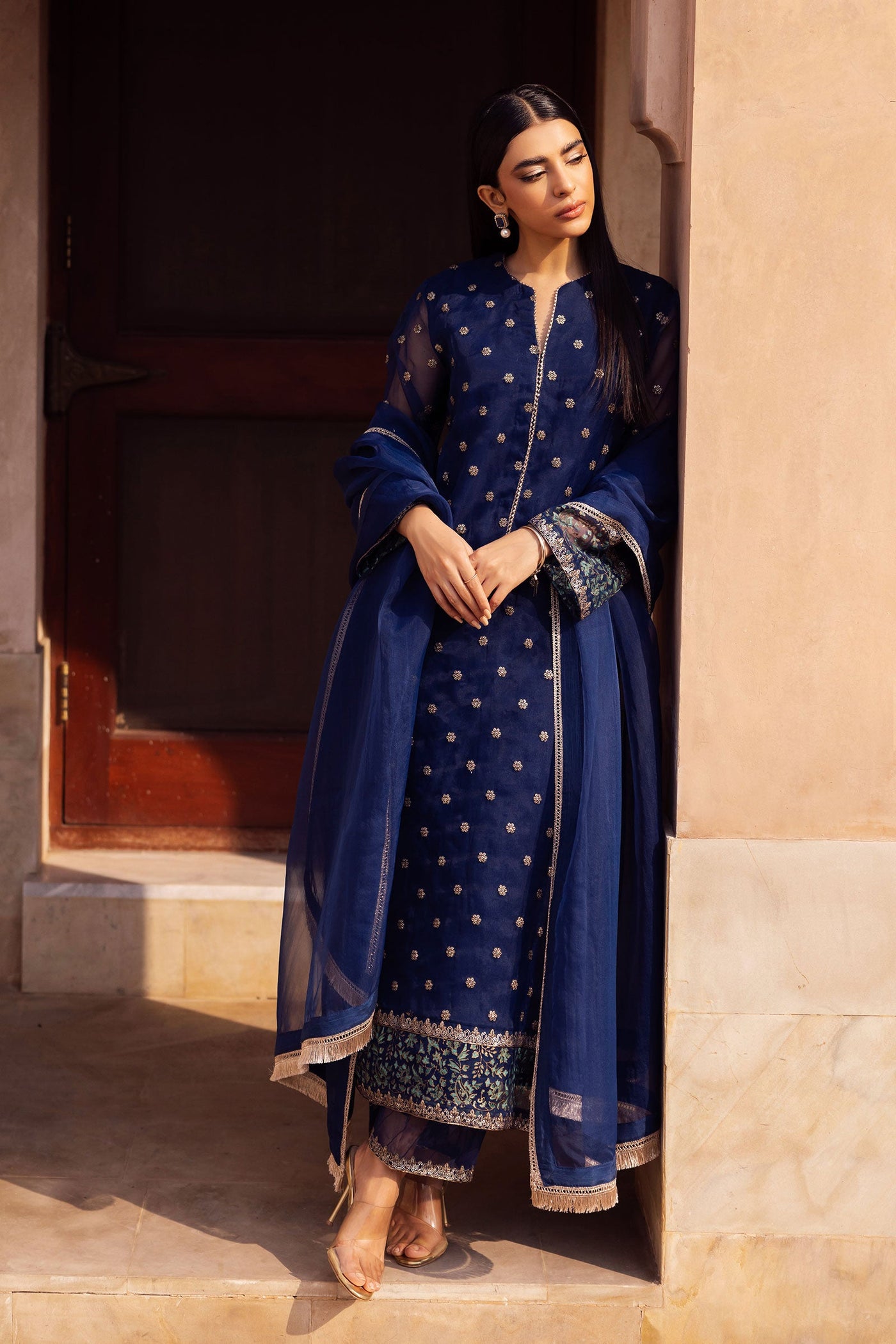 2 Piece Embroidered Organza Suit | MB-F24-505