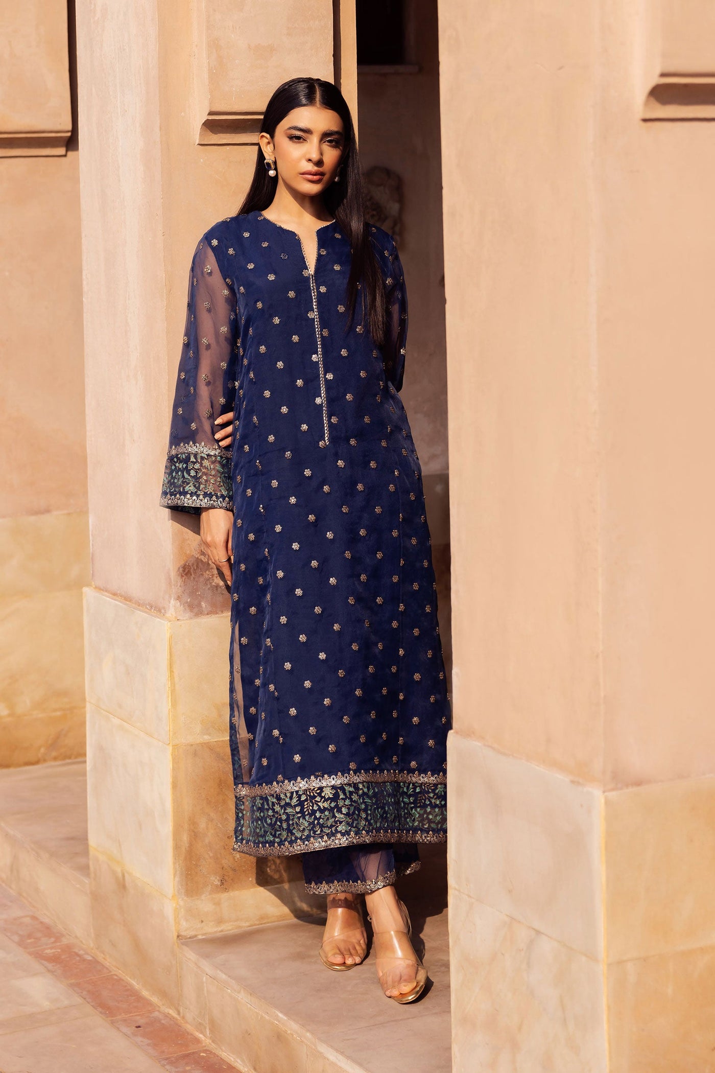 2 Piece Embroidered Organza Suit | MB-F24-505