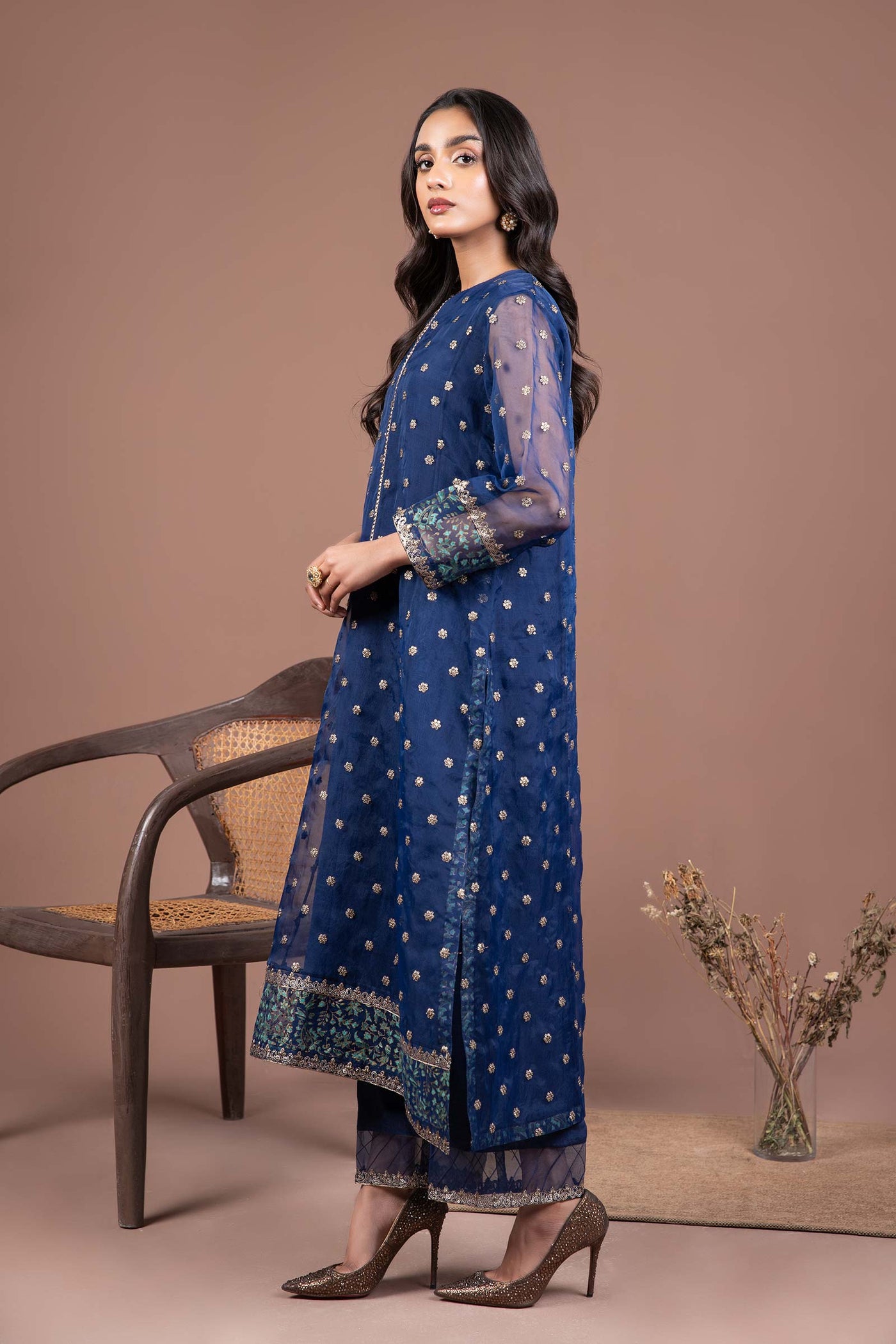 2 Piece Embroidered Organza Suit | MB-F24-505