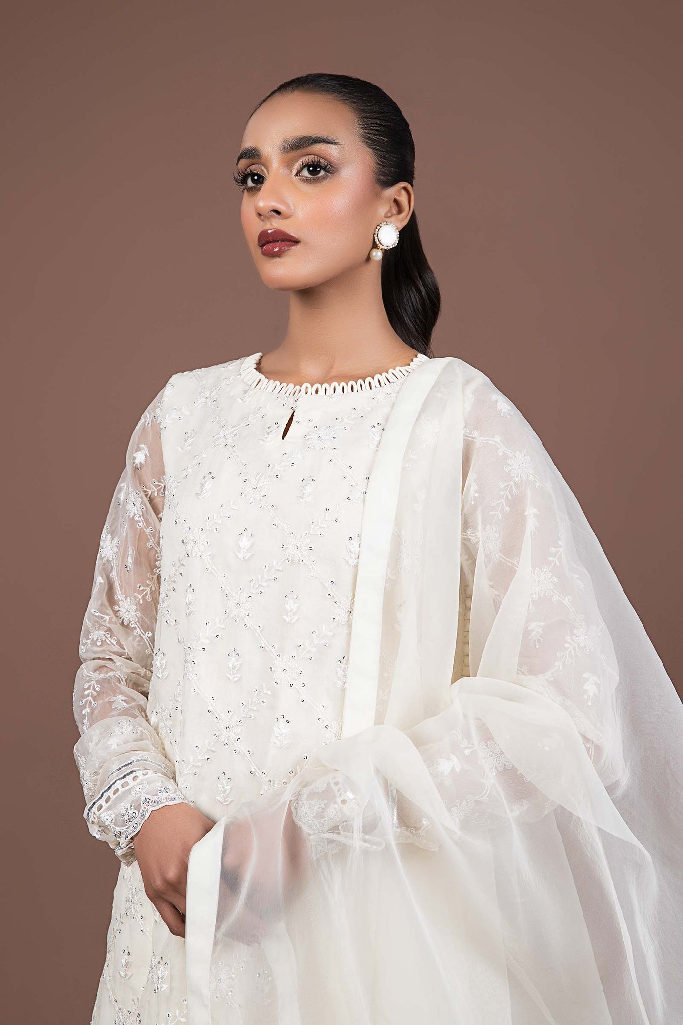 2 Piece Embroidered Organza Suit | MB-F24-507