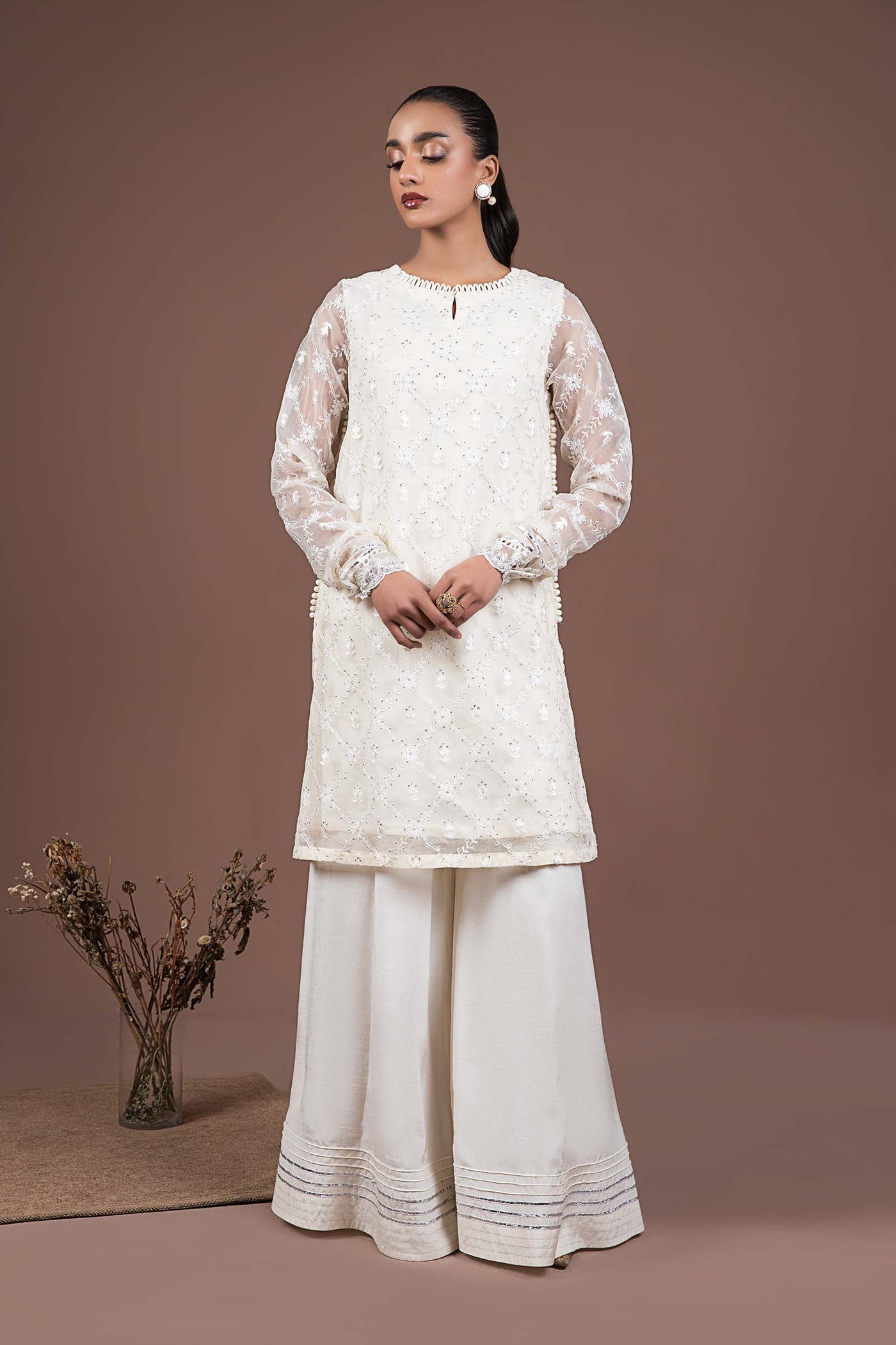 2 Piece Embroidered Organza Suit | MB-F24-507