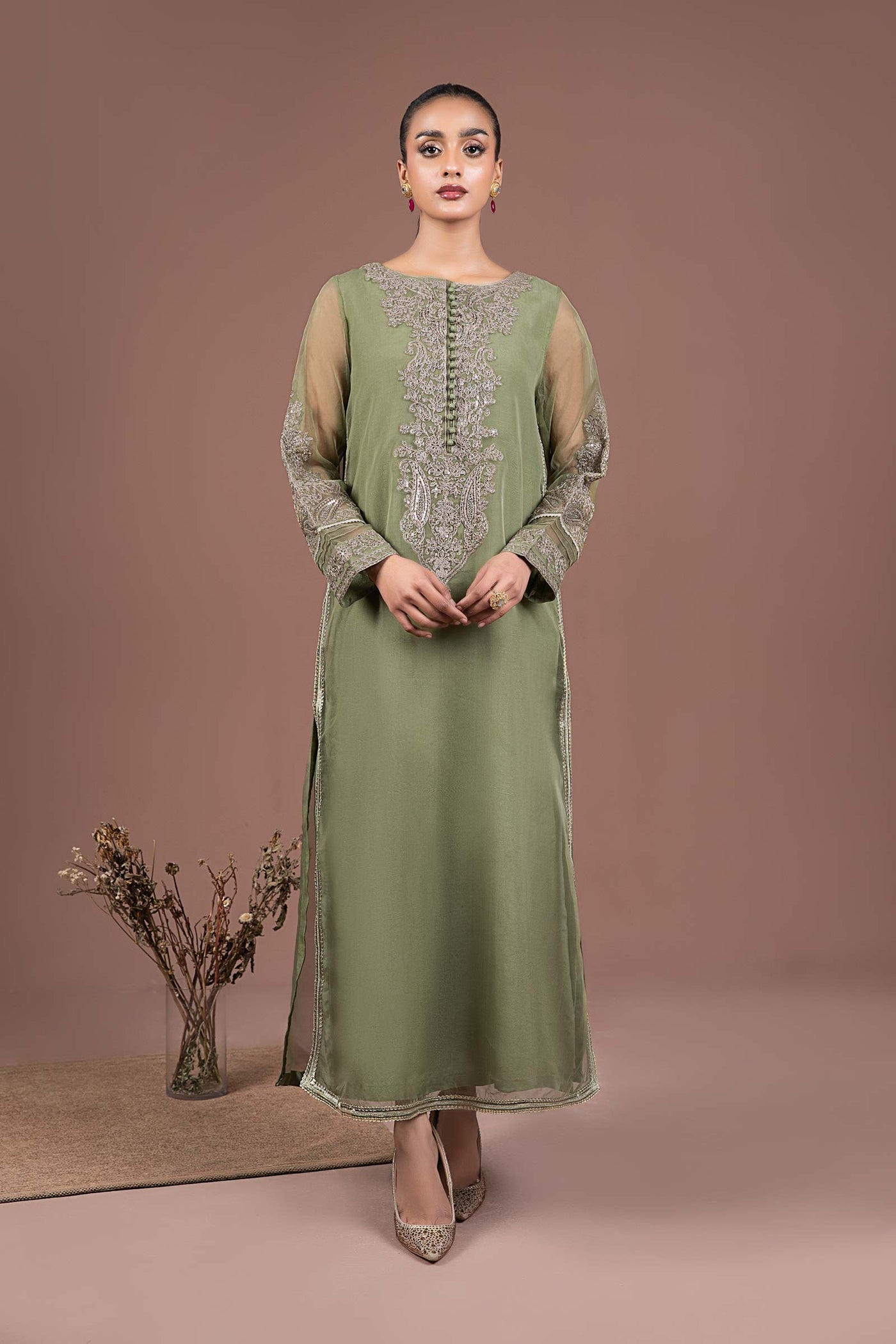 2 Piece Embroidered Organza Suit | MB-F24-508