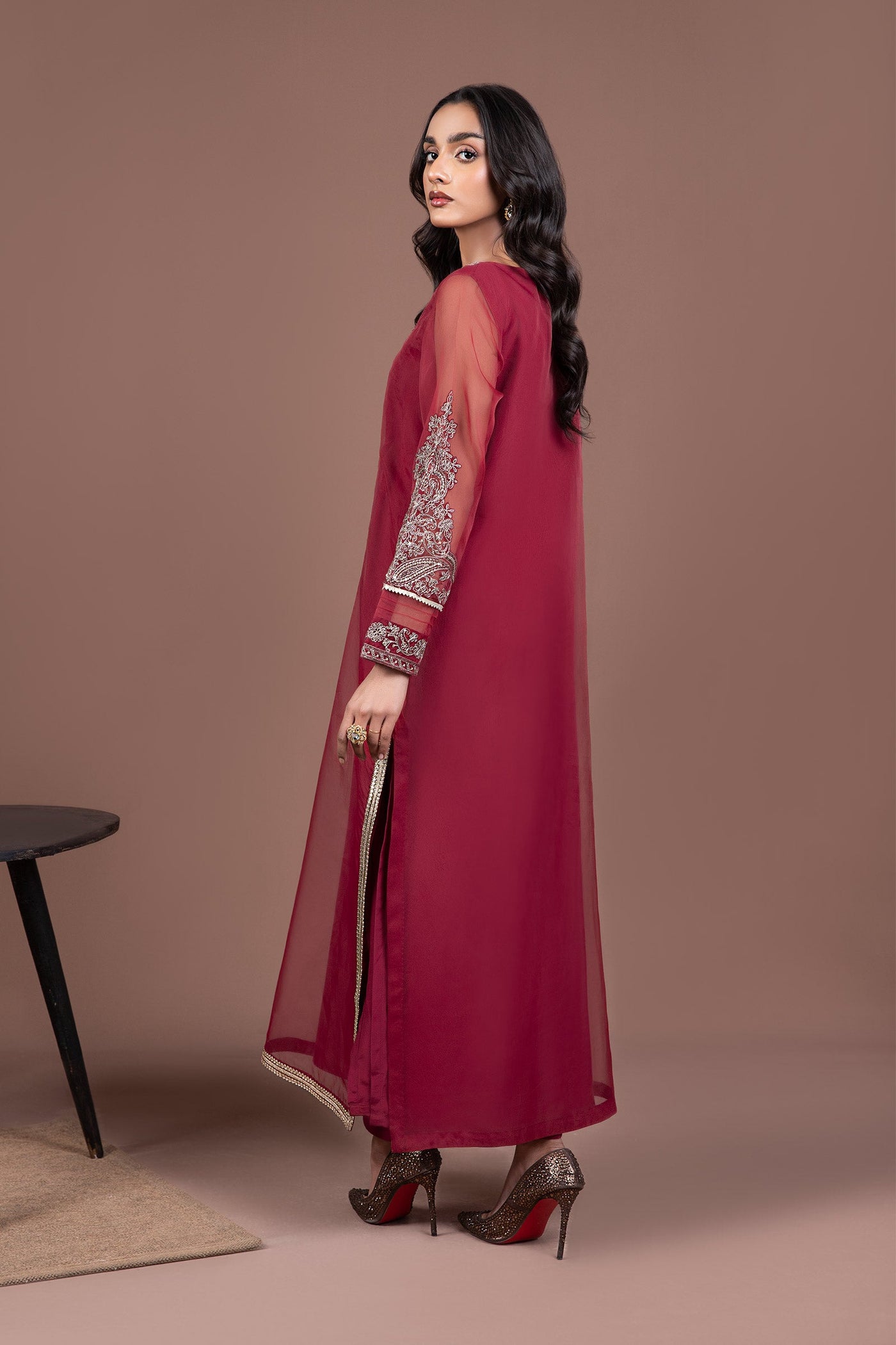 2 Piece Embroidered Organza Suit | MB-F24-508