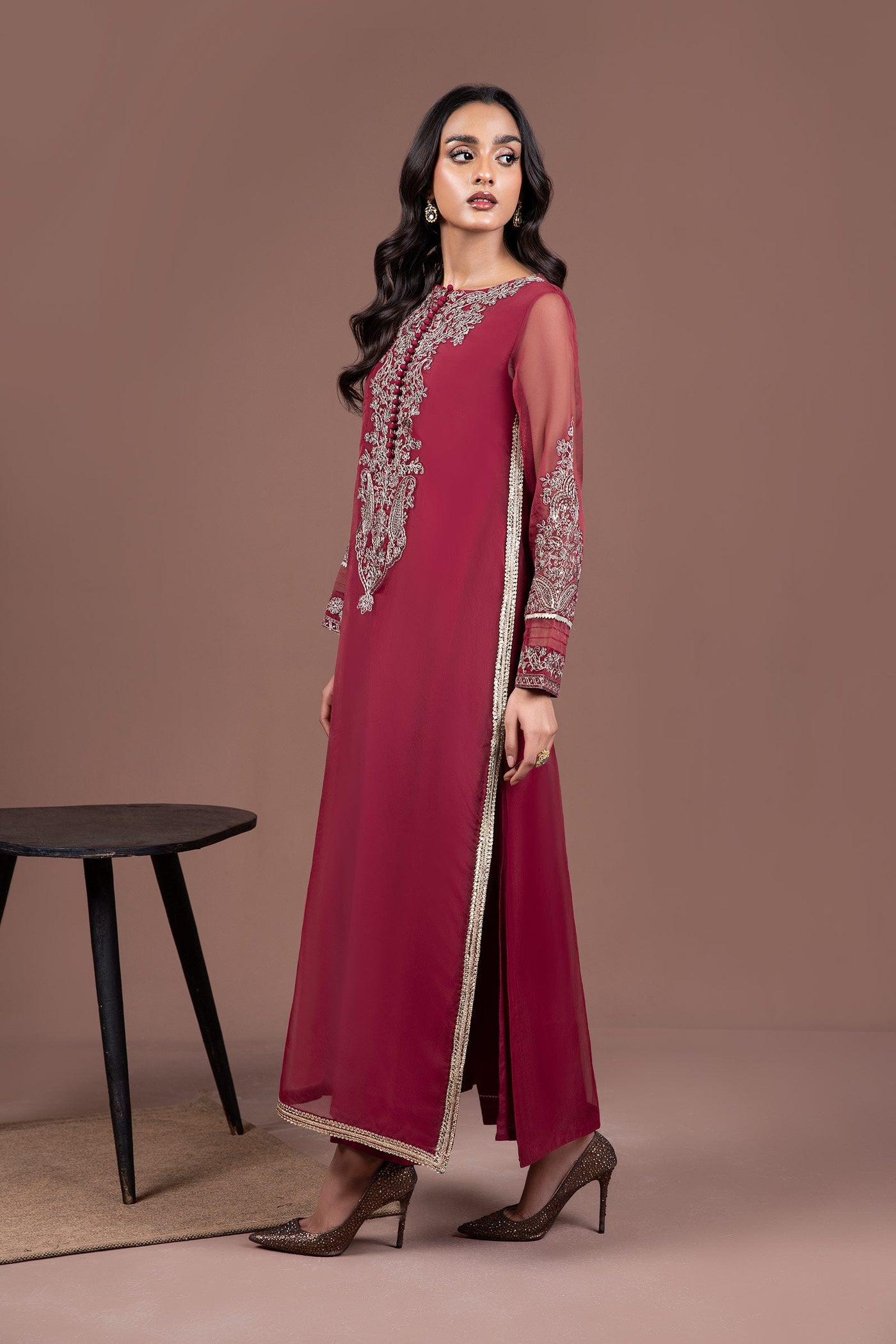 2 Piece Embroidered Organza Suit | MB-F24-508