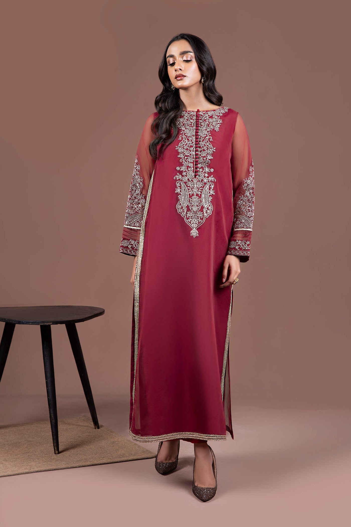 2 Piece Embroidered Organza Suit | MB-F24-508