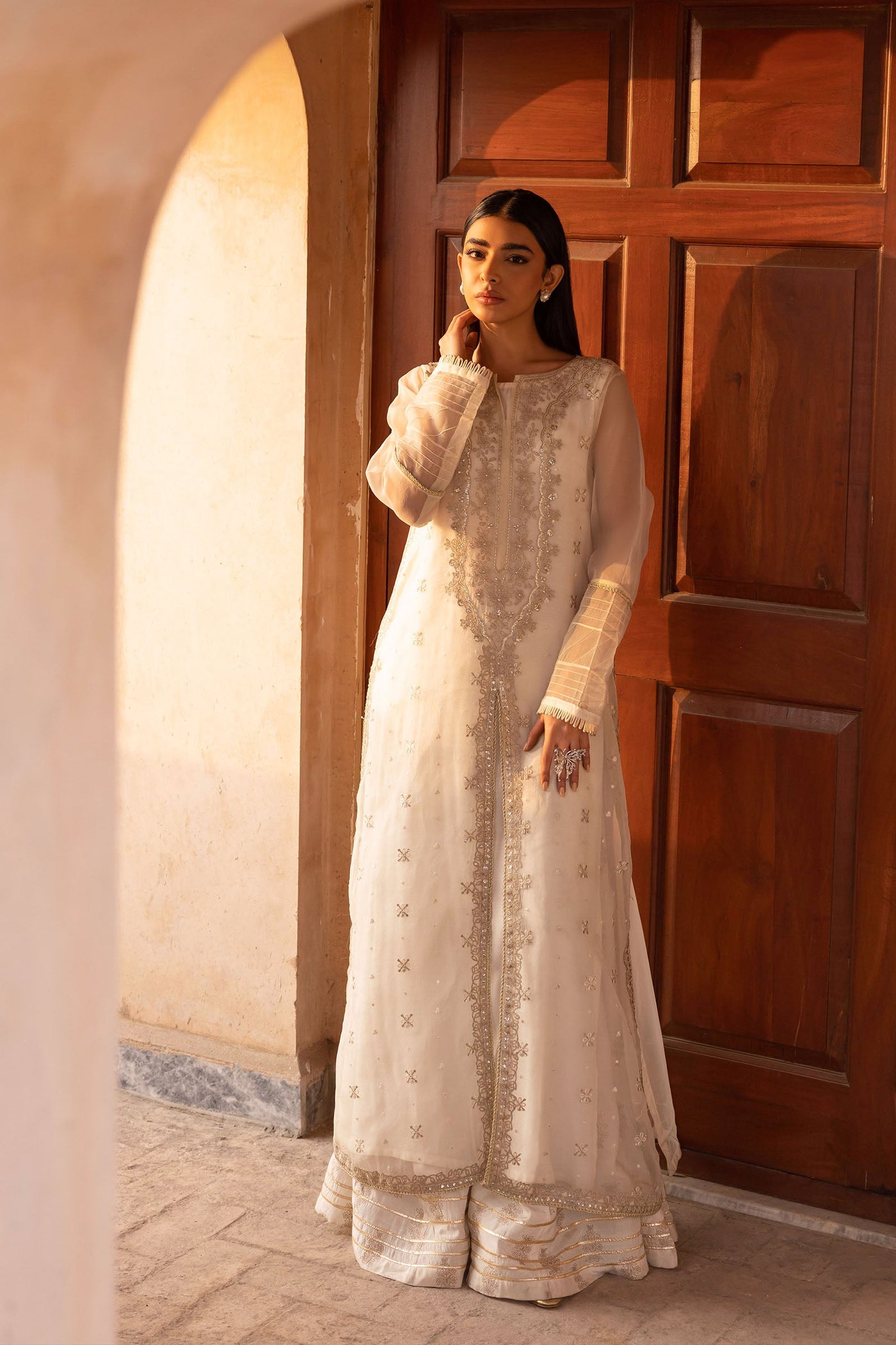 2 Piece Embroidered Organza Suit | MB-F24-516