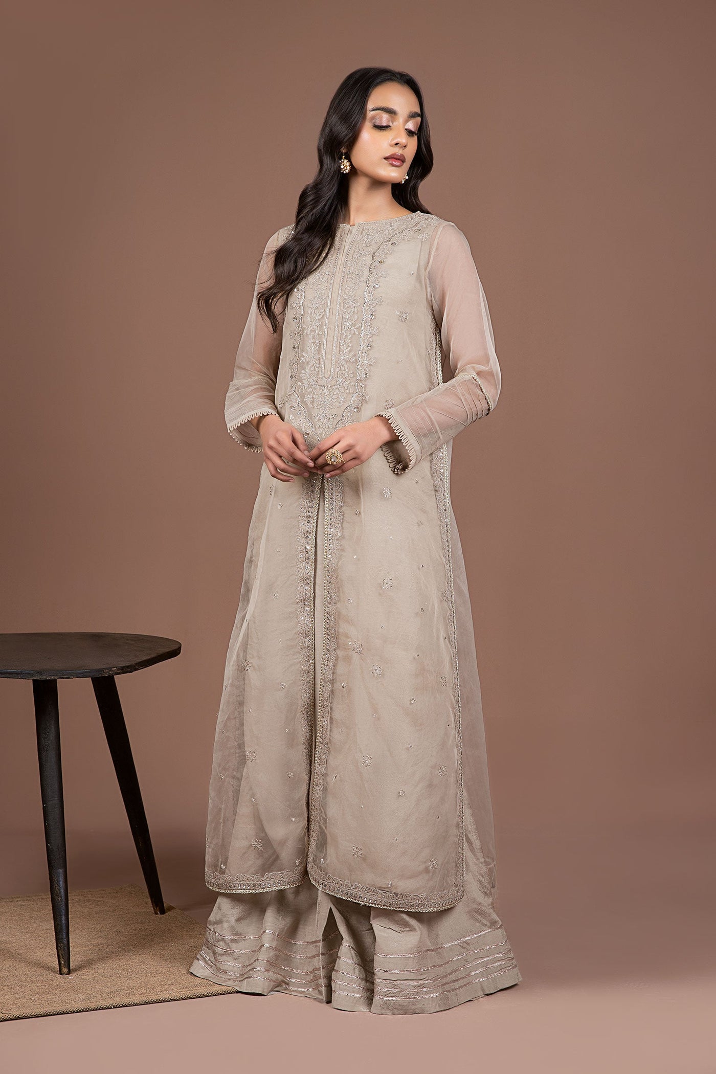 2 Piece Embroidered Organza Suit | MB-F24-516