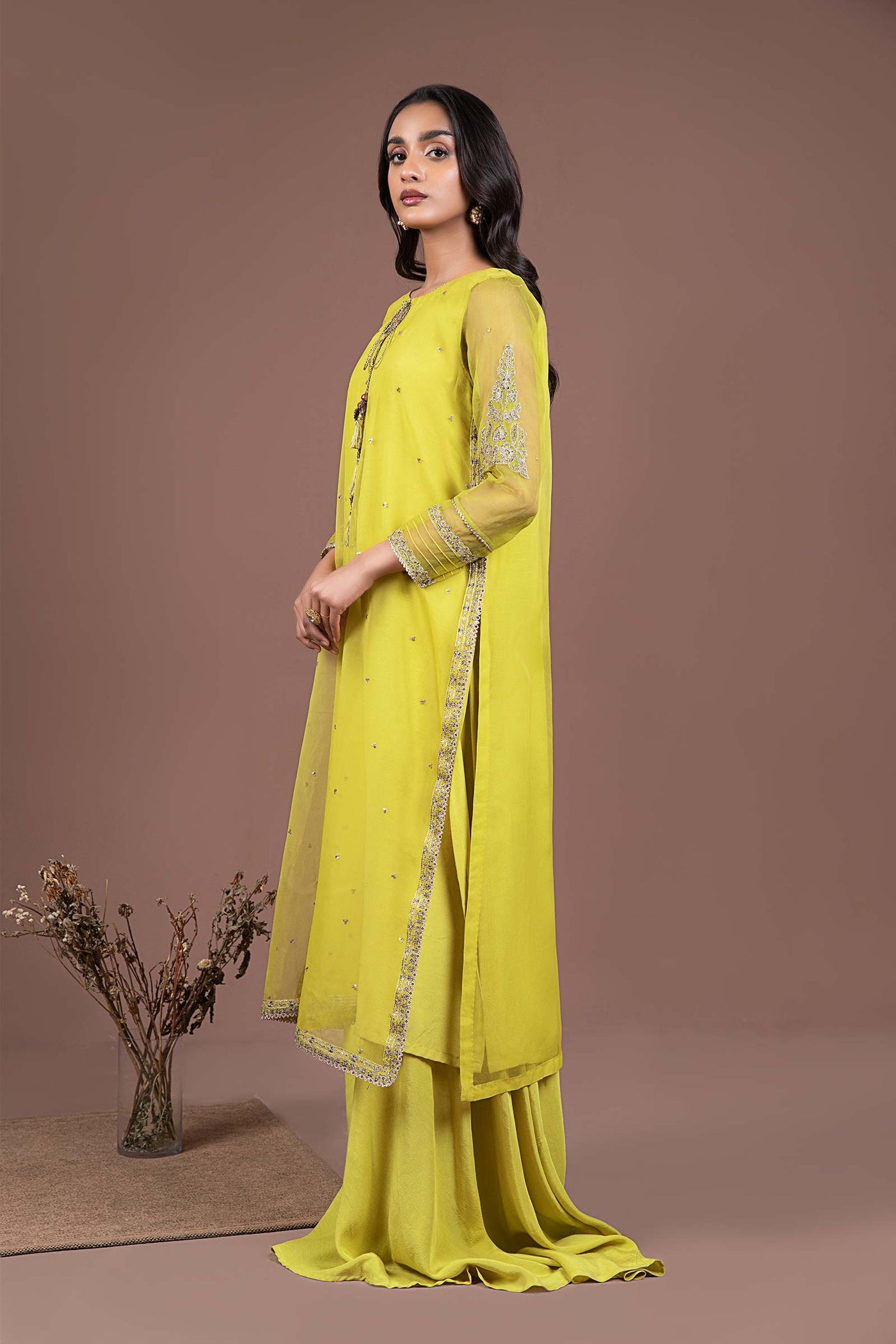 2 Piece Embroidered Organza Suit | MB-F24-517