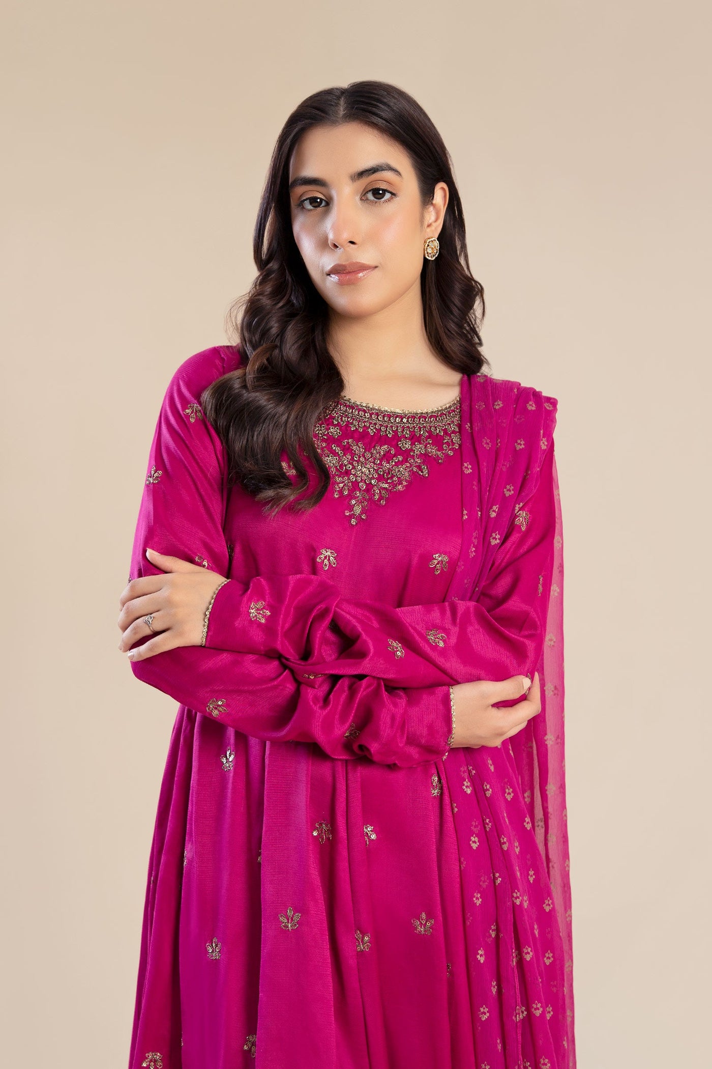 2 Piece Embroidered Raw Silk Suit | MB-F24-601