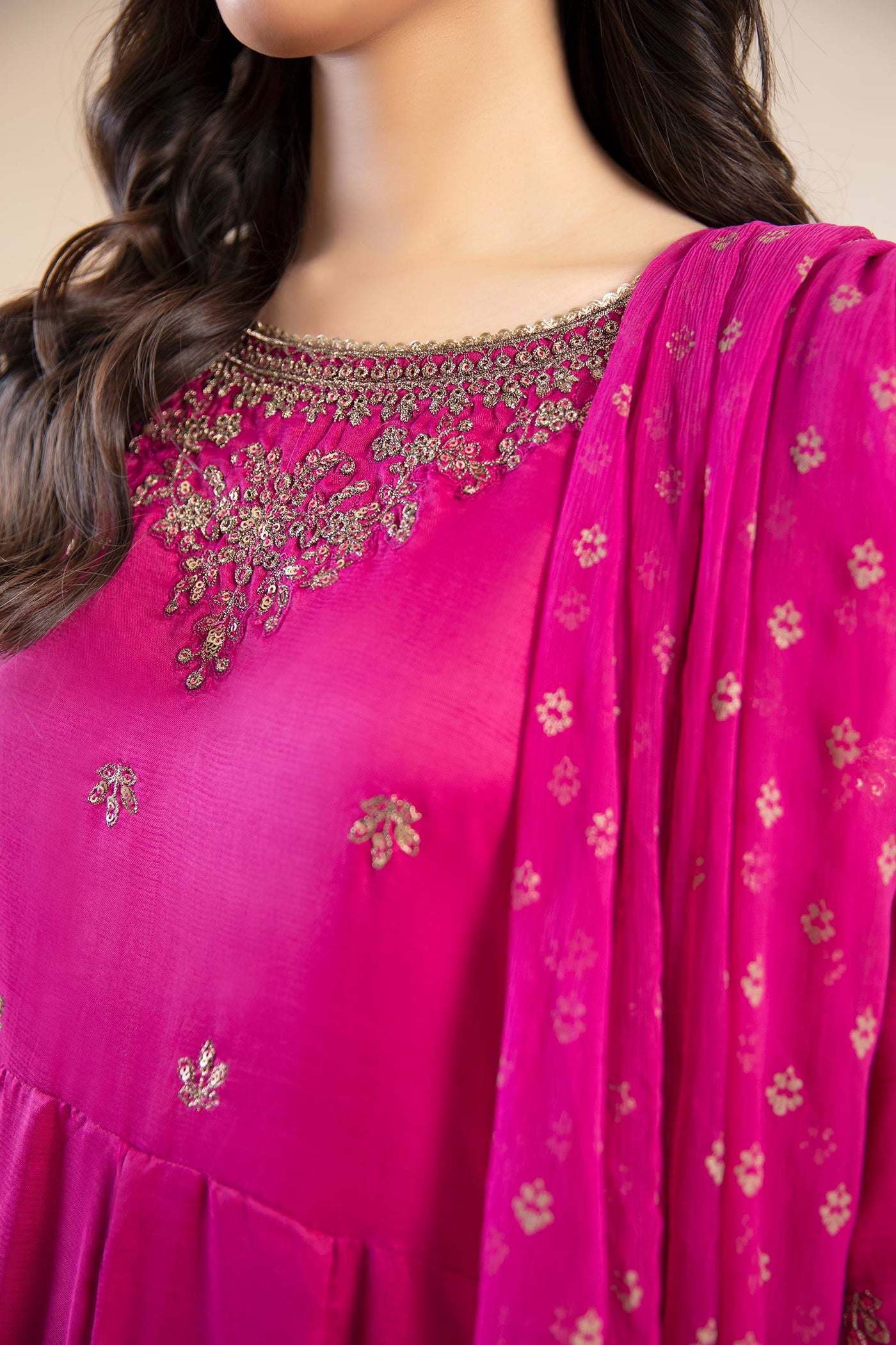 2 Piece Embroidered Raw Silk Suit | MB-F24-601