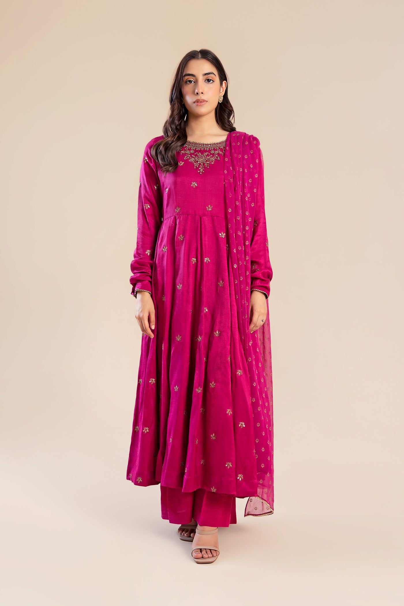 2 Piece Embroidered Raw Silk Suit | MB-F24-601