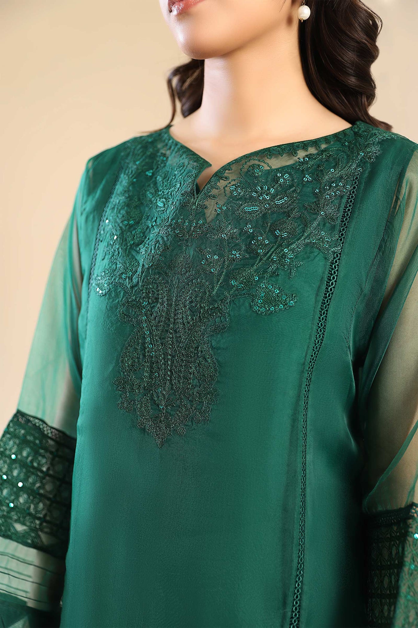 3 Piece Embroidered Organza Suit | MB-F24-604