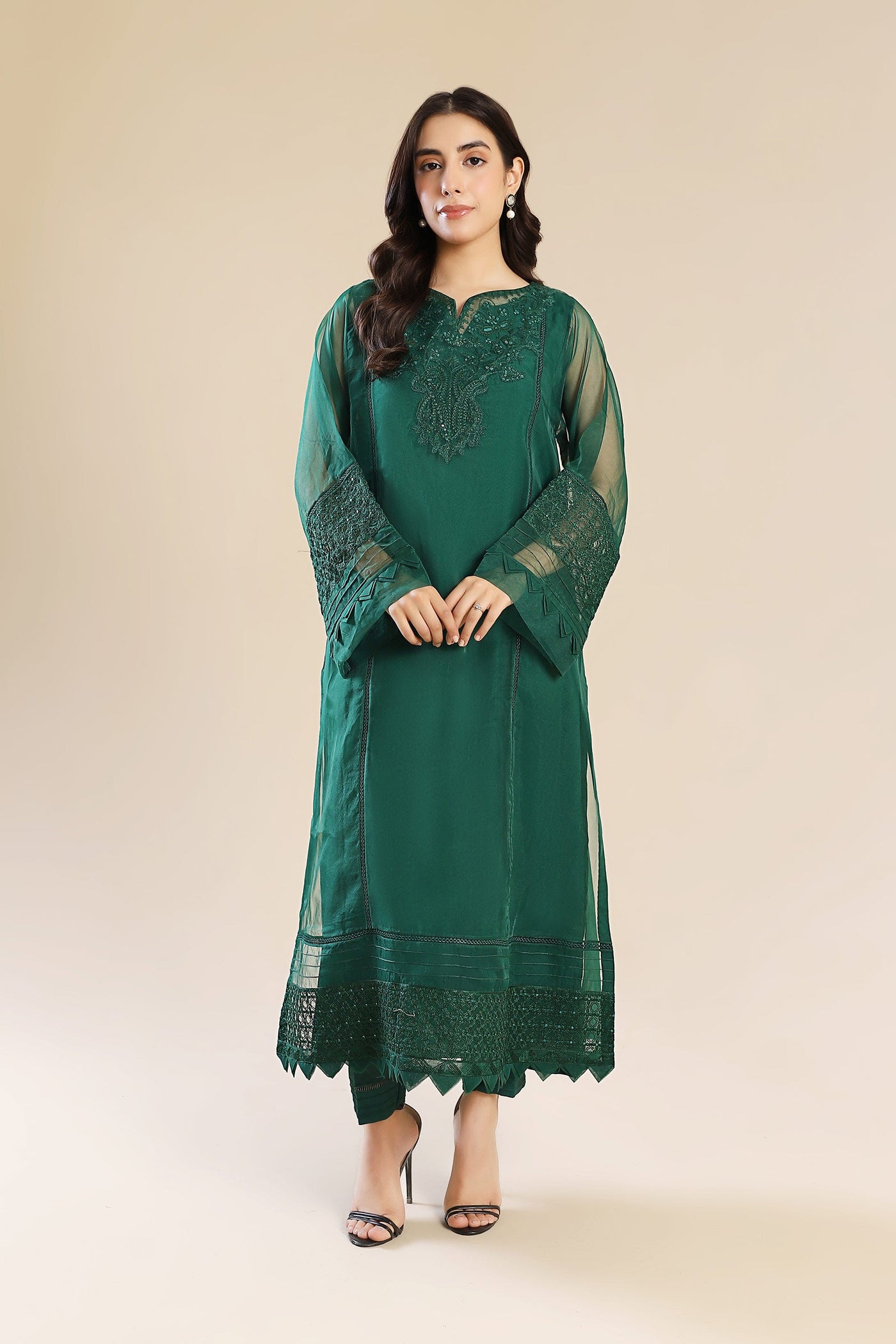 3 Piece Embroidered Organza Suit | MB-F24-604