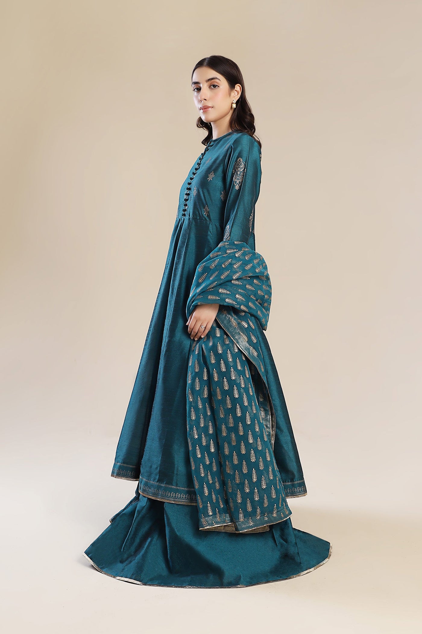 3 Pc Printed Raw Silk Suit | MB-F24-607