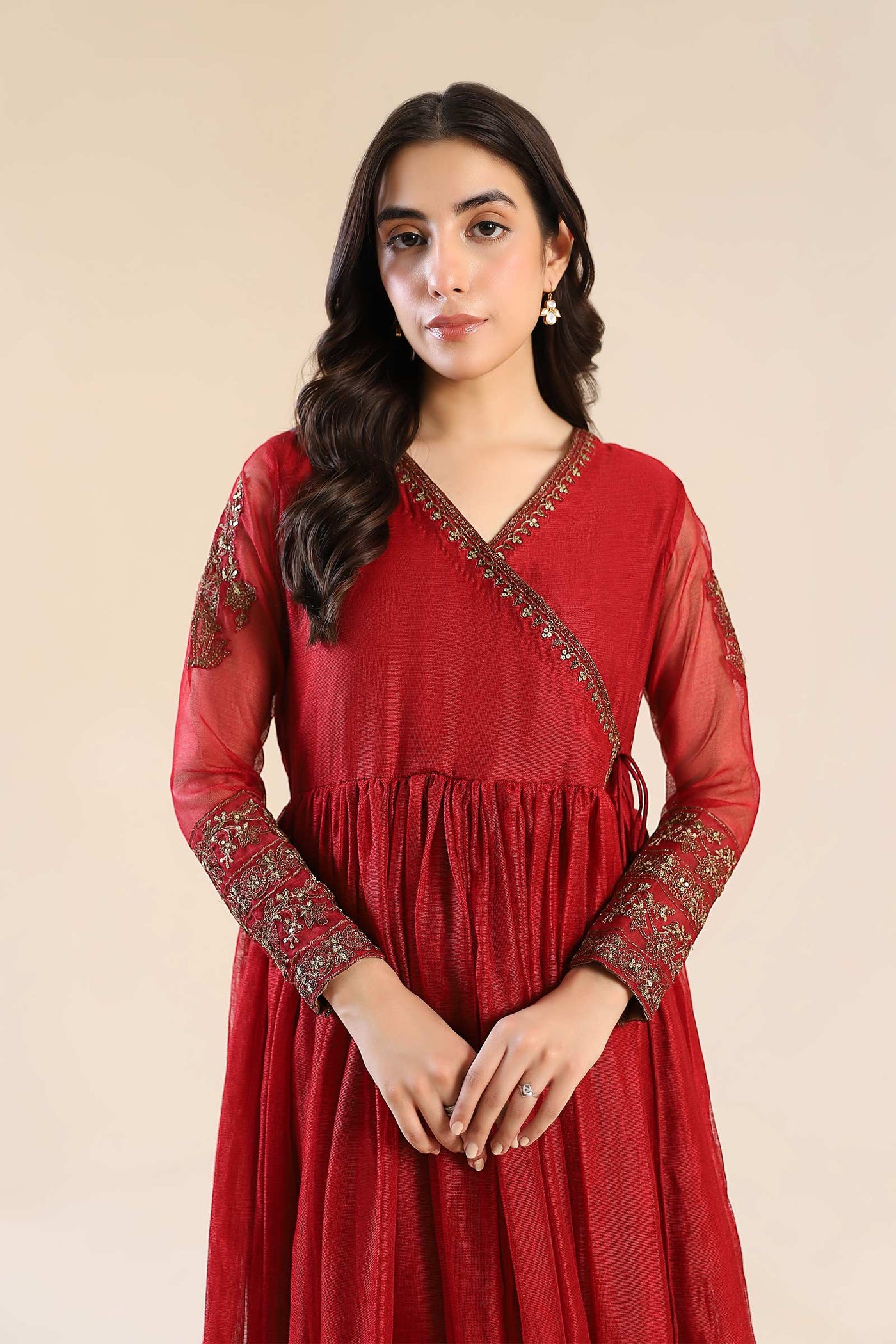 Embroidered Cotton Net Angrakha | MB-F24-608