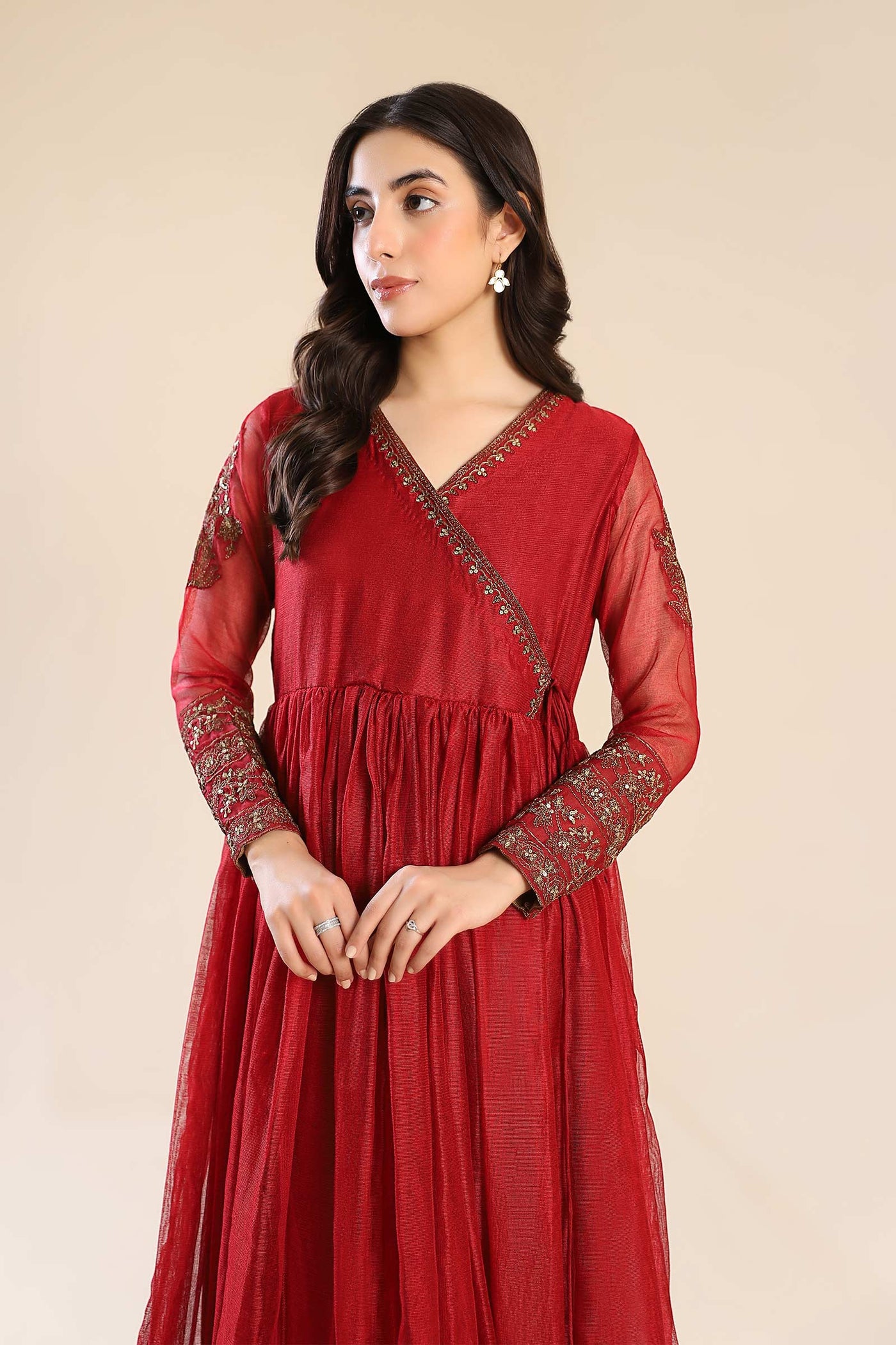 Embroidered Cotton Net Angrakha | MB-F24-608