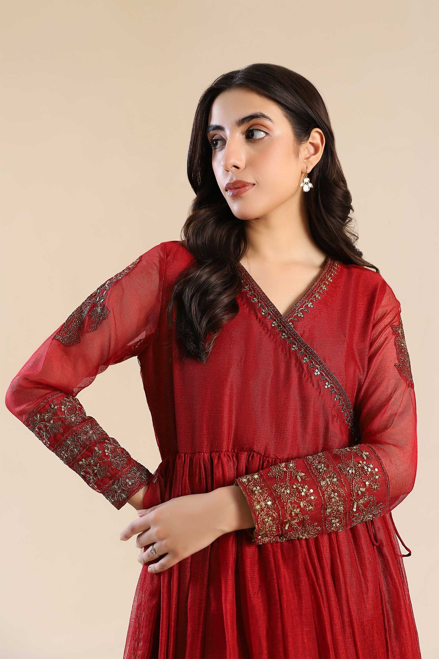 Embroidered Cotton Net Angrakha | MB-F24-608