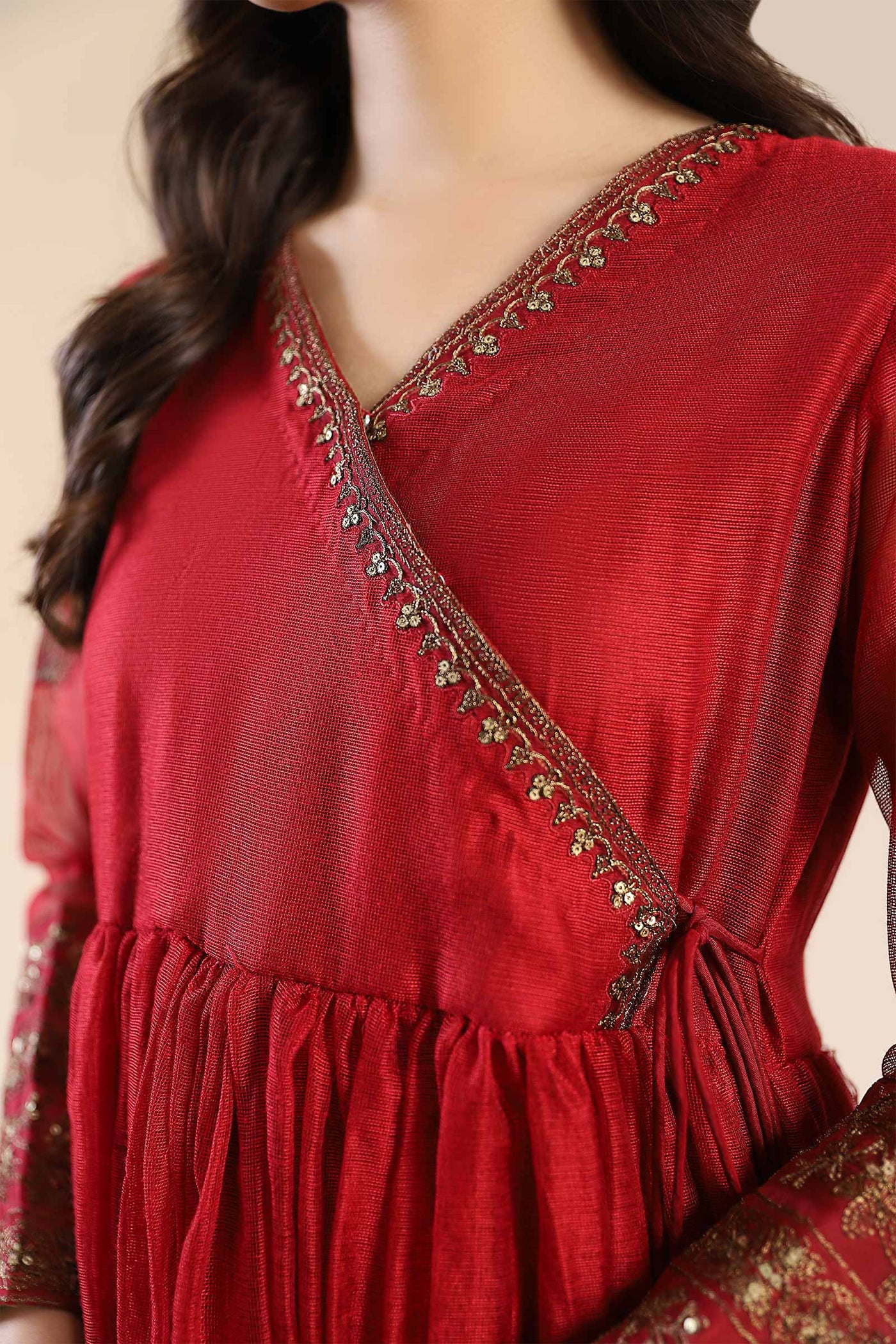 Embroidered Cotton Net Angrakha | MB-F24-608