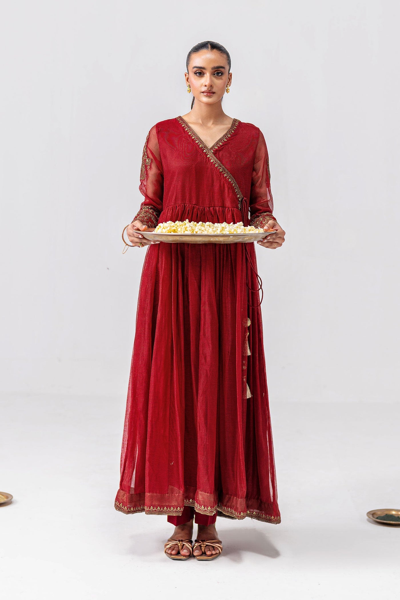 Embroidered Cotton Net Angrakha | MB-F24-608