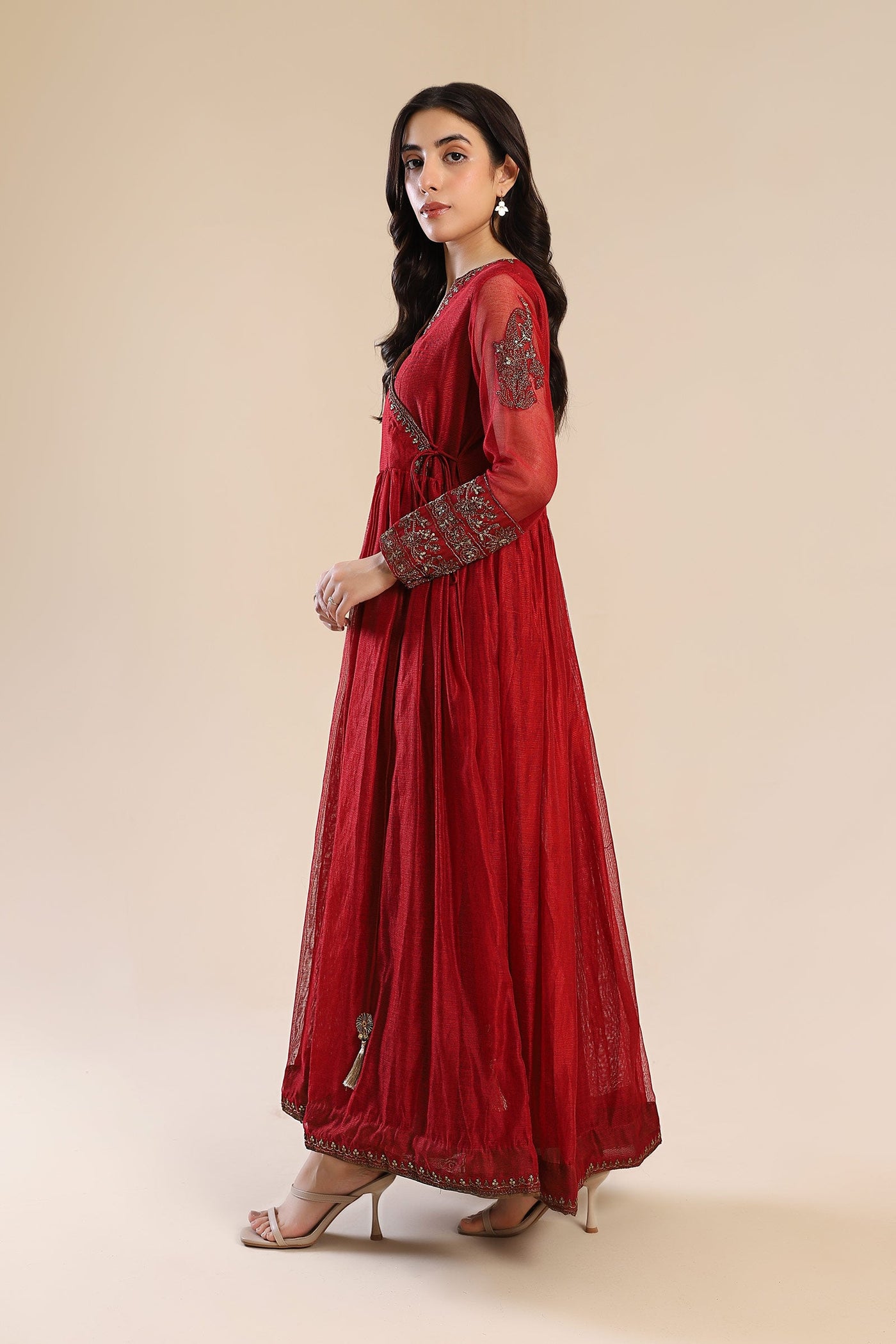 Embroidered Cotton Net Angrakha | MB-F24-608