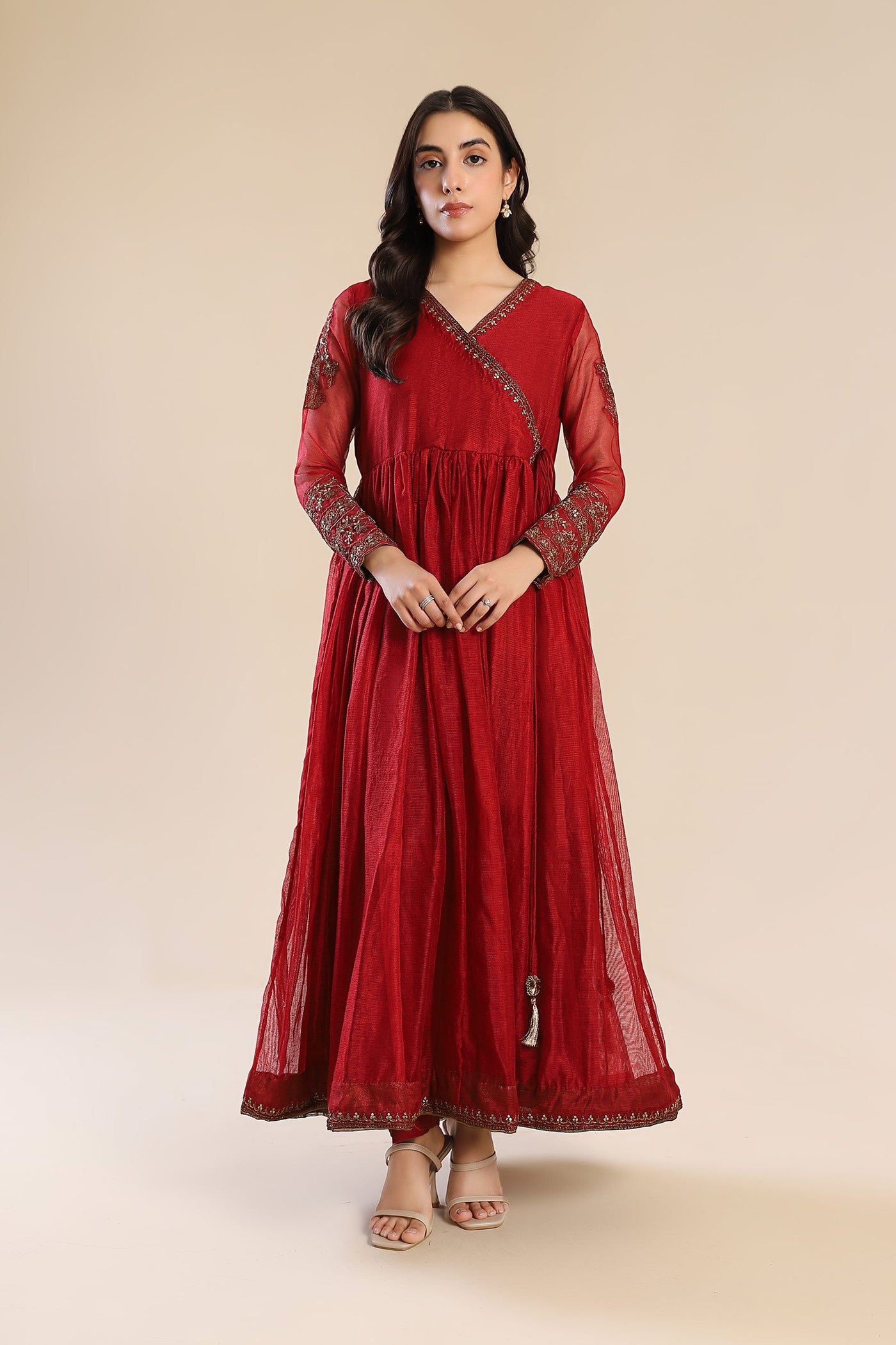 Embroidered Cotton Net Angrakha | MB-F24-608