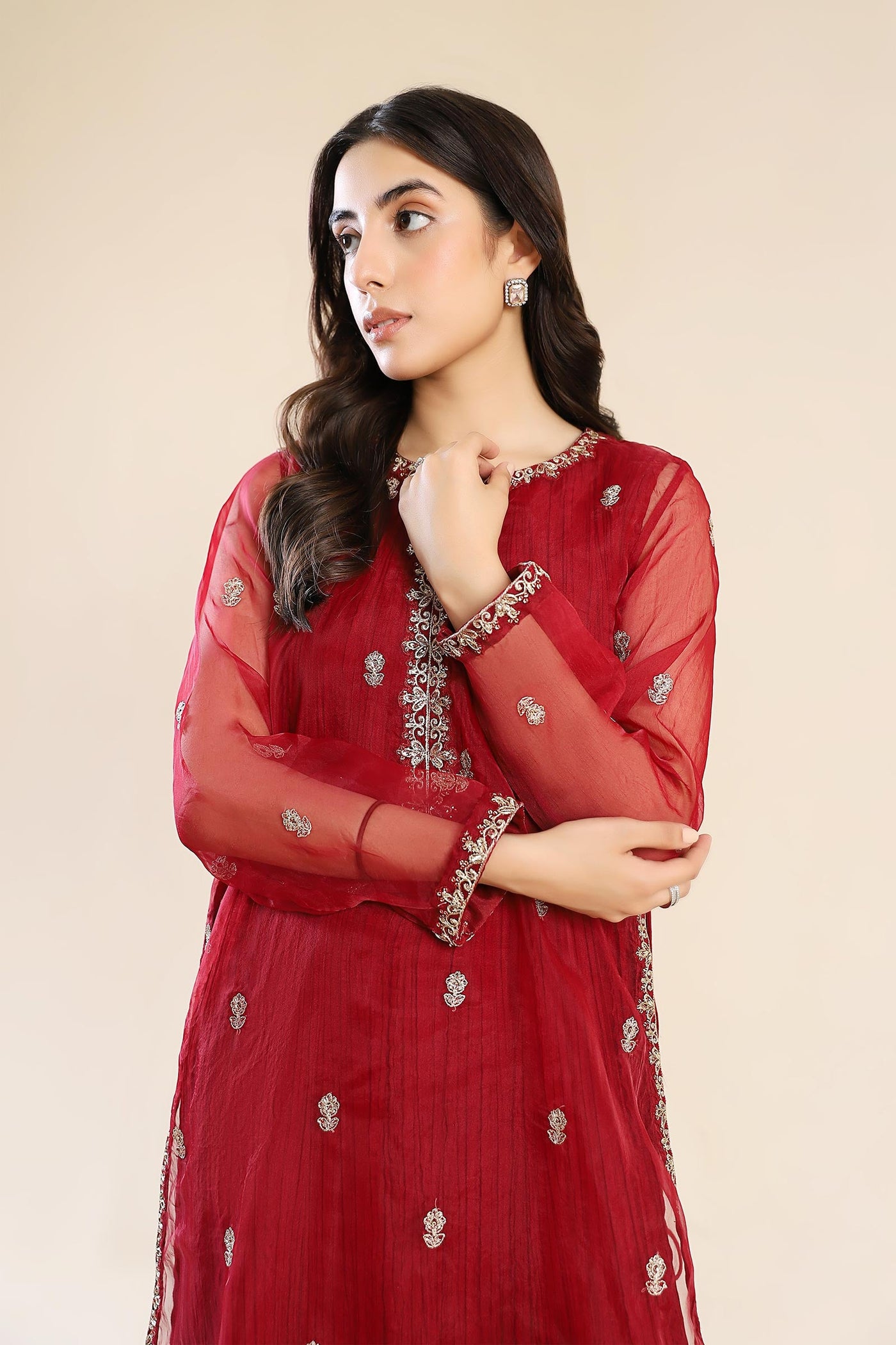 Embroidered Organza Shirt | MB-F24-613