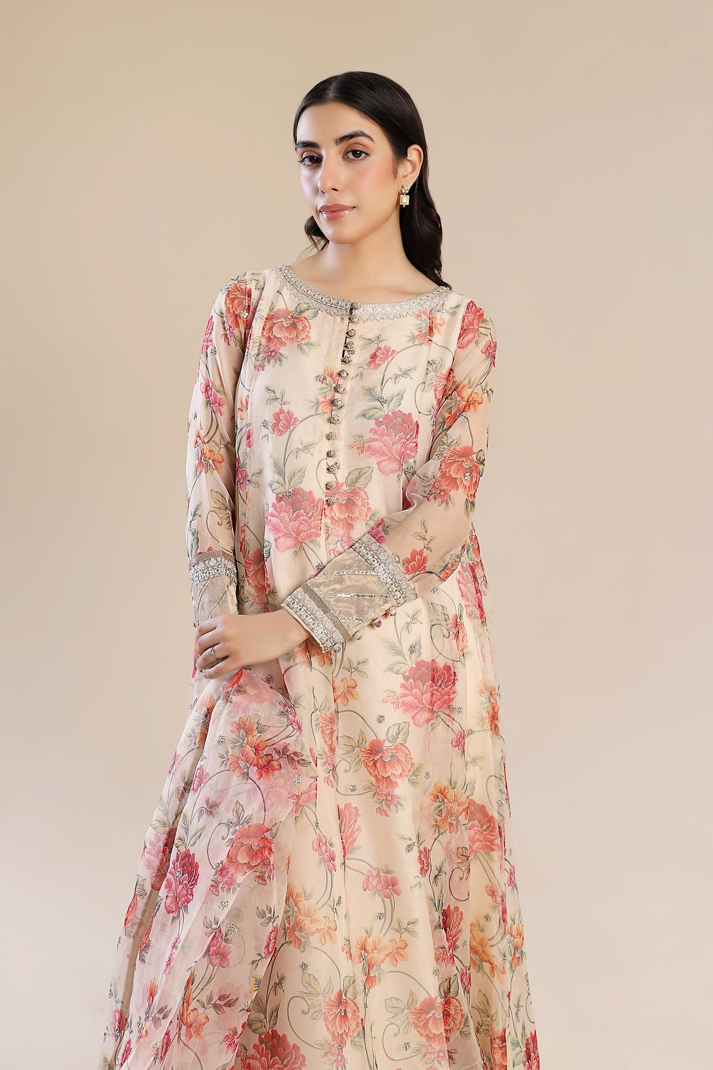 2 Pc Printed Organza Suit | MB-F24-614