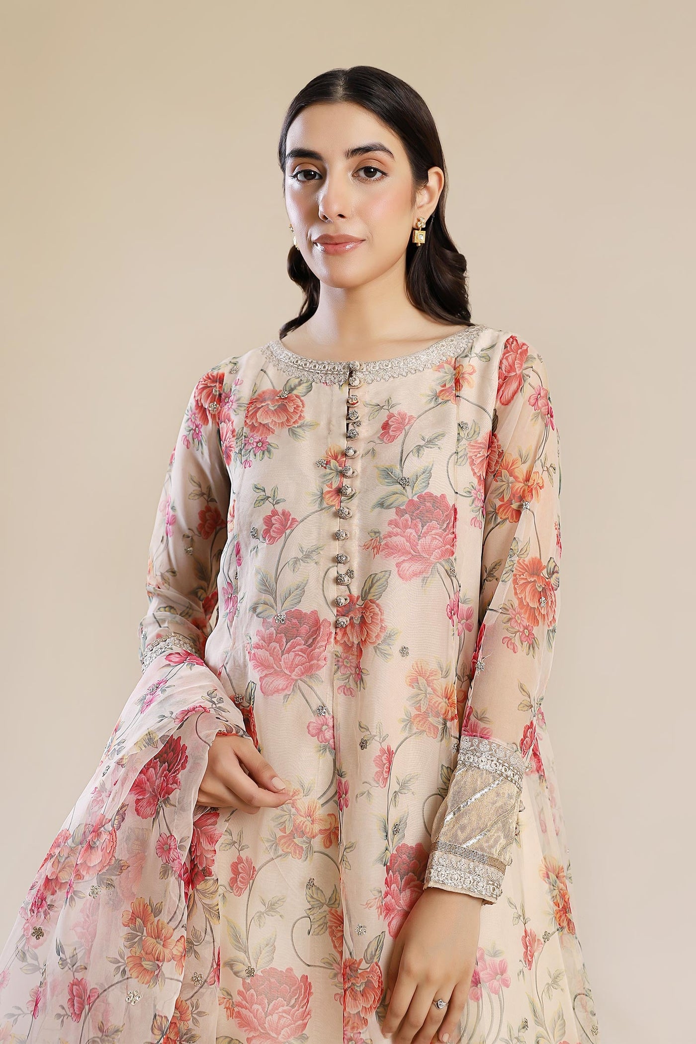 2 Pc Printed Organza Suit | MB-F24-614