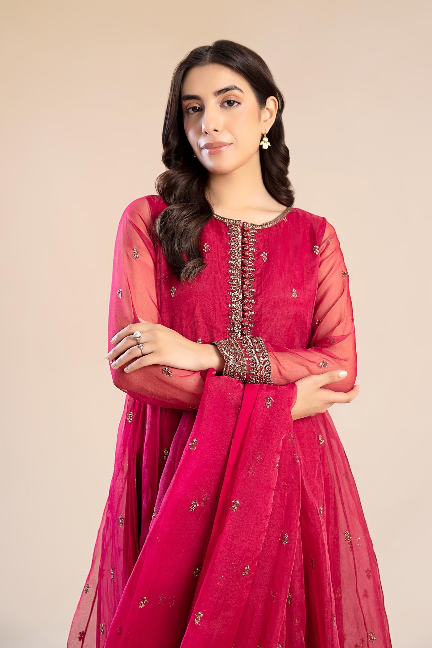 2 Piece Embroidered Poly Organza Suit | MB-F24-615